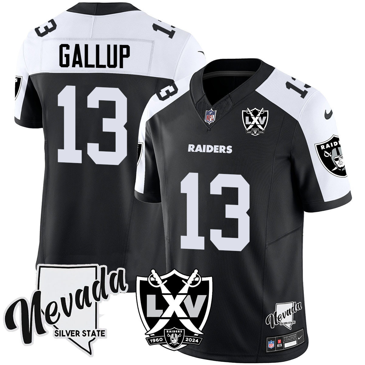 Men's Michael Gallup Las Vegas Raiders 2024 Vapor Limited Black Alternate Jersey - 65th Anniversary - All Stitched