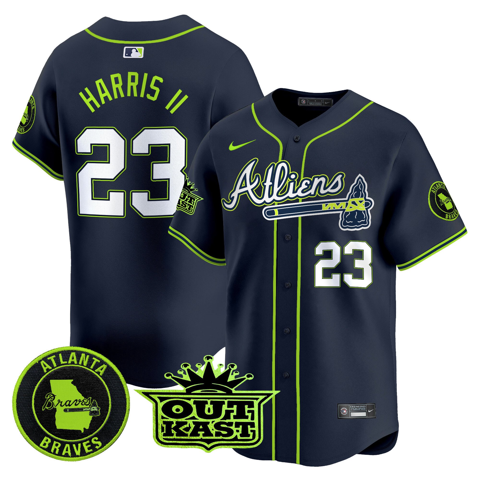 Men's Michael Harris II Atlanta Braves Atliens Vapor Premier Limited Atliens Jersey V4 - All Stitched