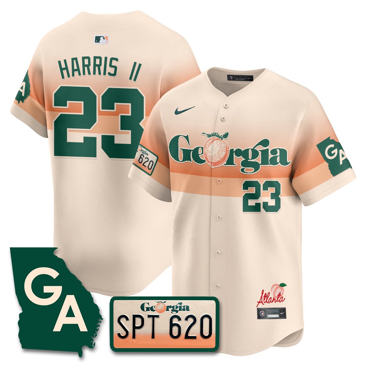 Men's Michael Harris II Atlanta Braves Peach Plates - Georgia Peaches Vapor Premier Limited Cream Jersey - Printed