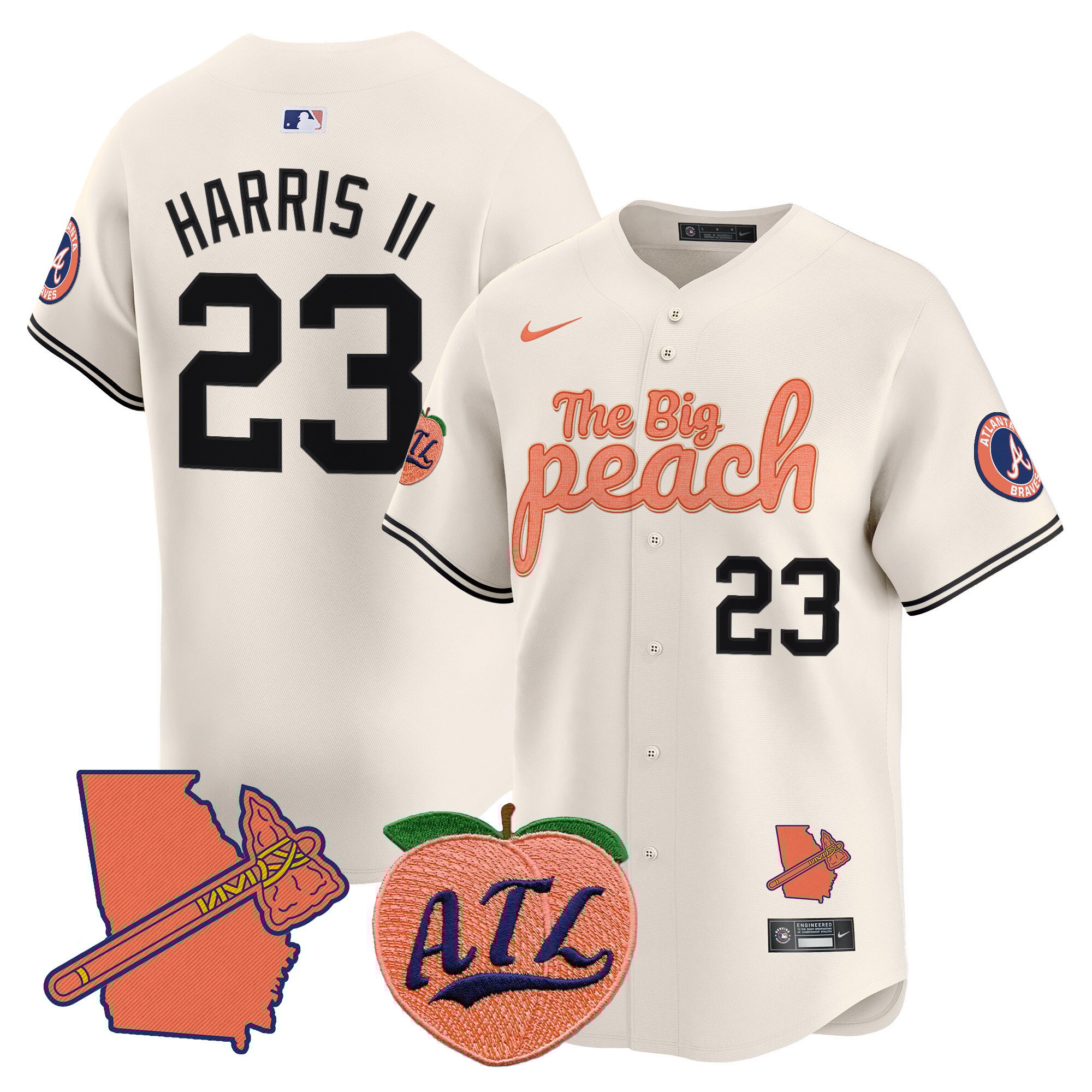 Men's Michael Harris II Atlanta Braves The Big Peach Vapor Premier Limited Cream Jersey - All Stitched