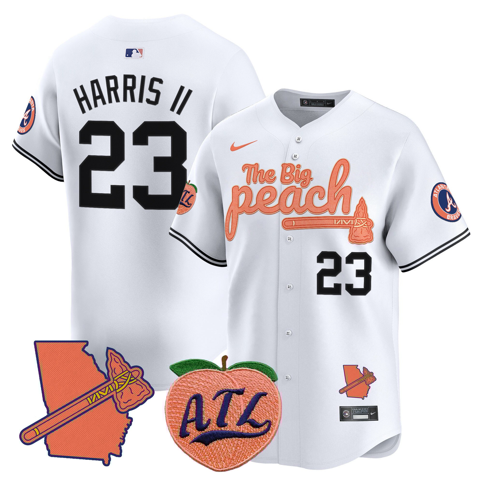 Men's Michael Harris II Atlanta Braves The Big Peach Vapor Premier Limited White Jersey V2 - All Stitched