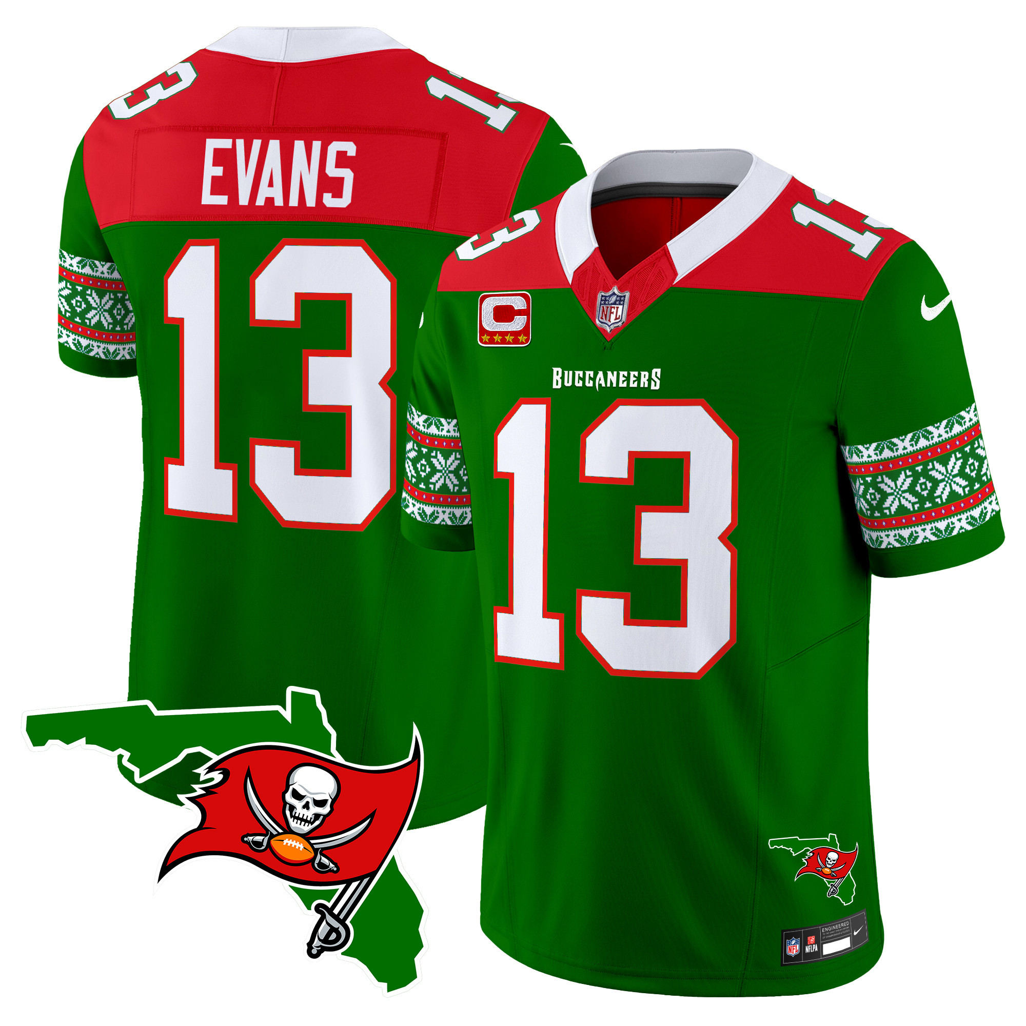Men's Mike Evans Tampa Bay Buccaneers 2024 Christmas Vapor Limited Green Jersey - All Stitched