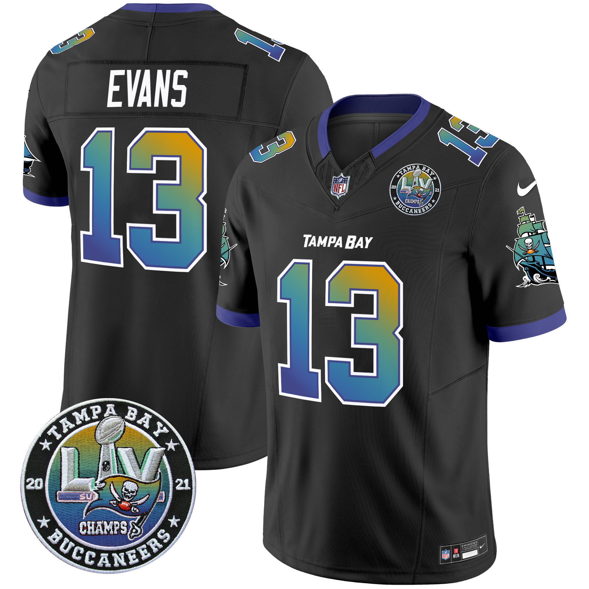 Men's Mike Evans Tampa Bay Buccaneers "Tampa City" Super Bowl LIV Patch Vapor Limited Black Jersey - All Stitched