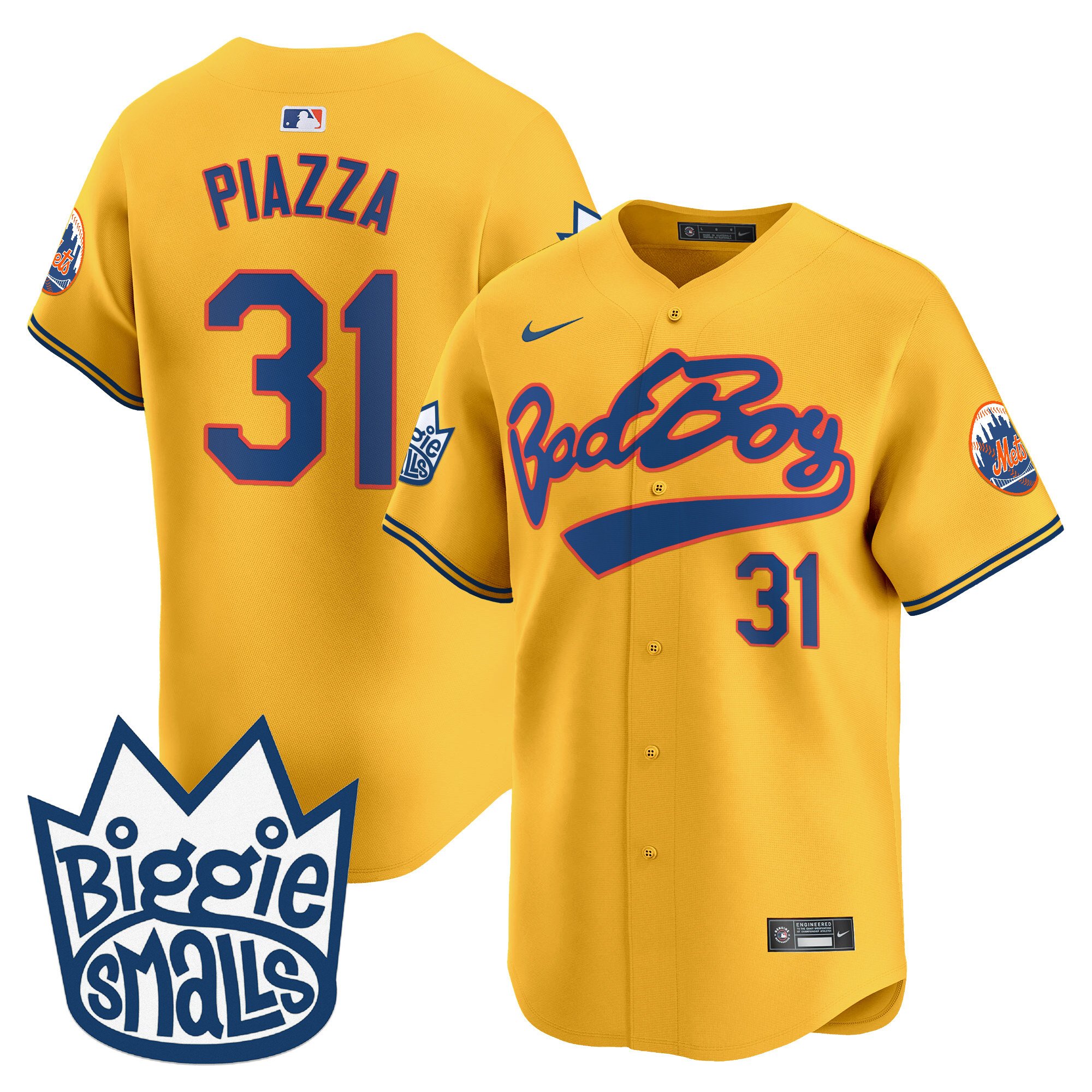 Men's Mike Piazza New York Mets Biggie Smalls Vapor Premier Limited Gold Jersey - All Stitched