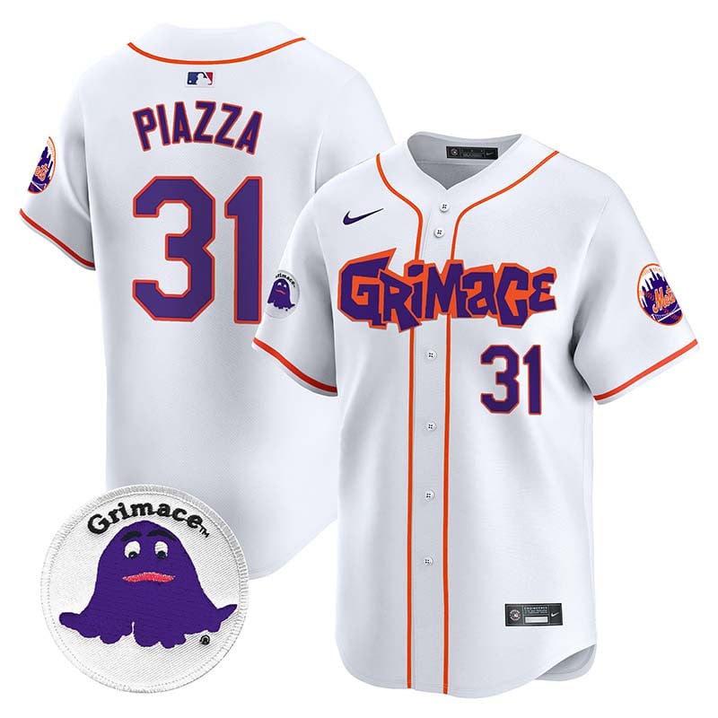 Men's Mike Piazza New York Mets Grimace Vapor Premier Limited White Jersey V2 - All Stitched