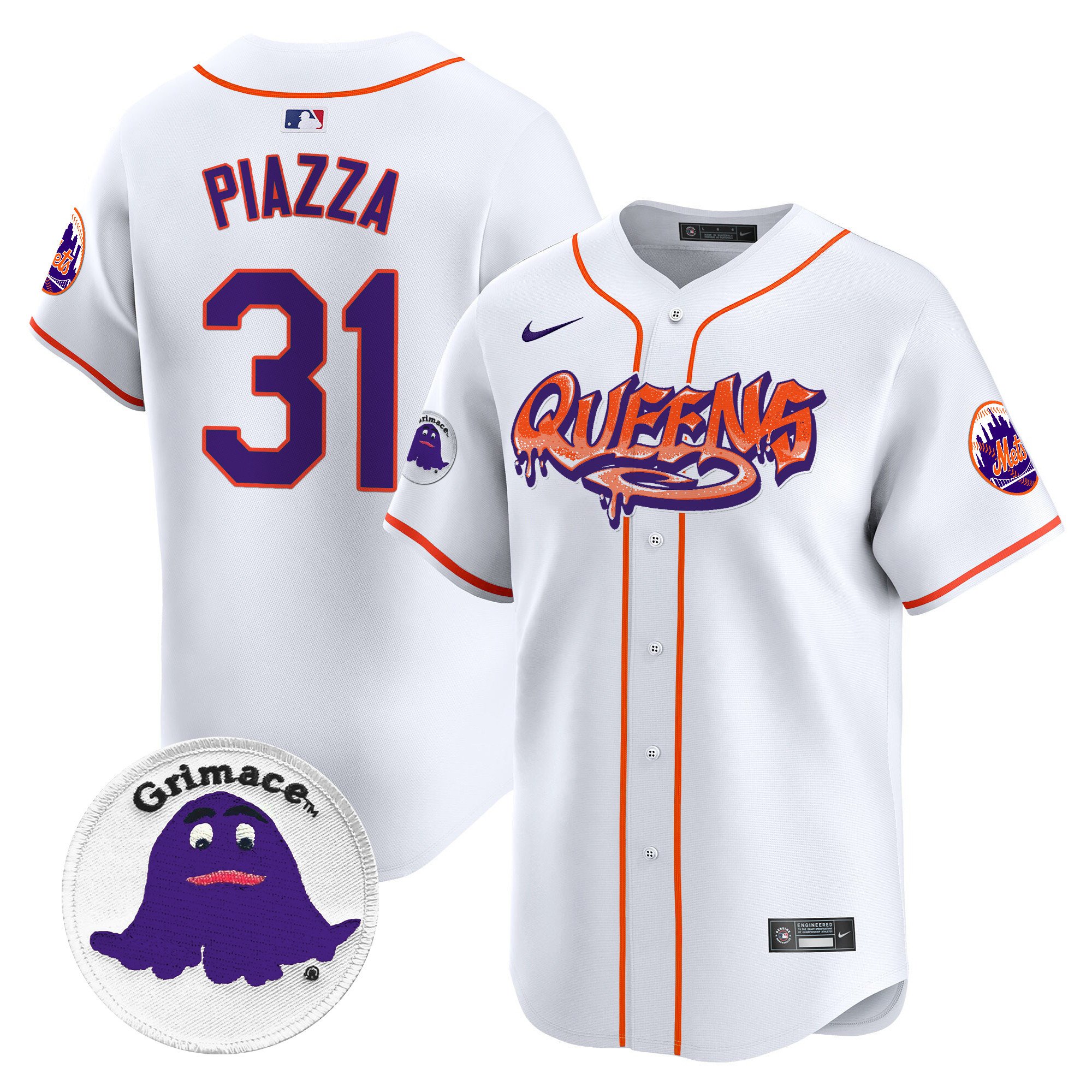 Men's Mike Piazza New York Mets Queens Graffiti Vapor Premier Limited White Jersey - All Stitched