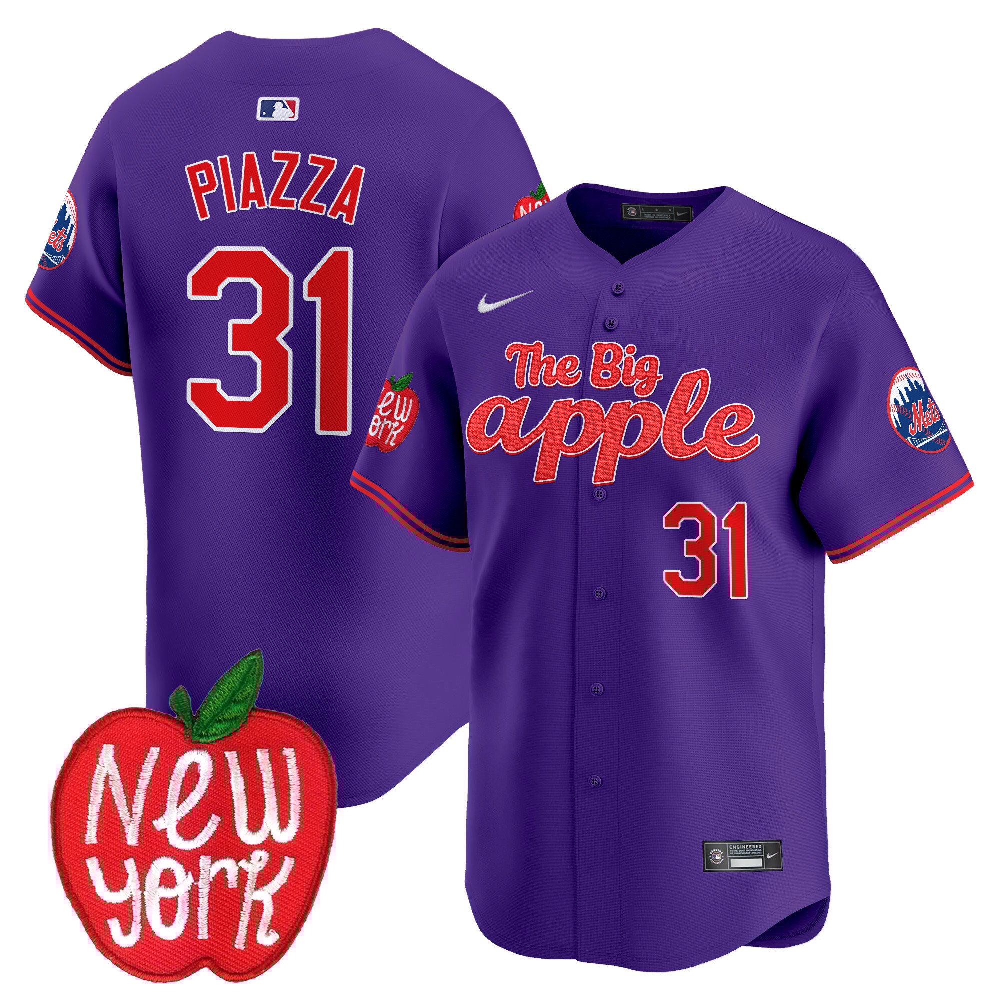 Men's Mike Piazza New York Mets The Big Apple Vapor Premier Limited Purple Jersey - All Stitched