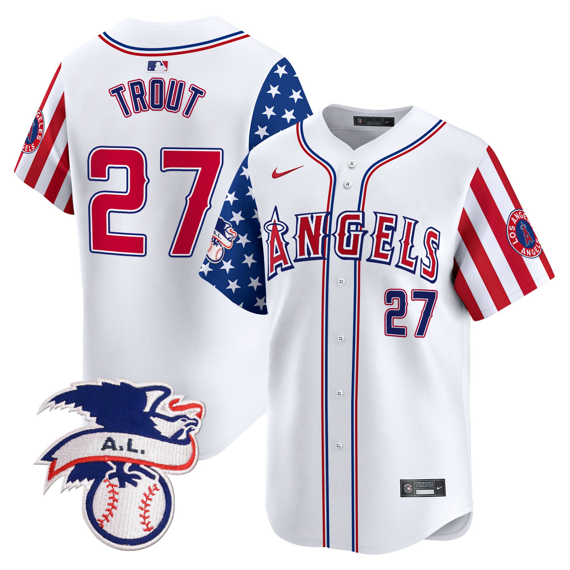 Men's Mike Trout Los Angeles Angels 2024 Fourth of July Vapor Premier Limited White Jersey - All Stitched