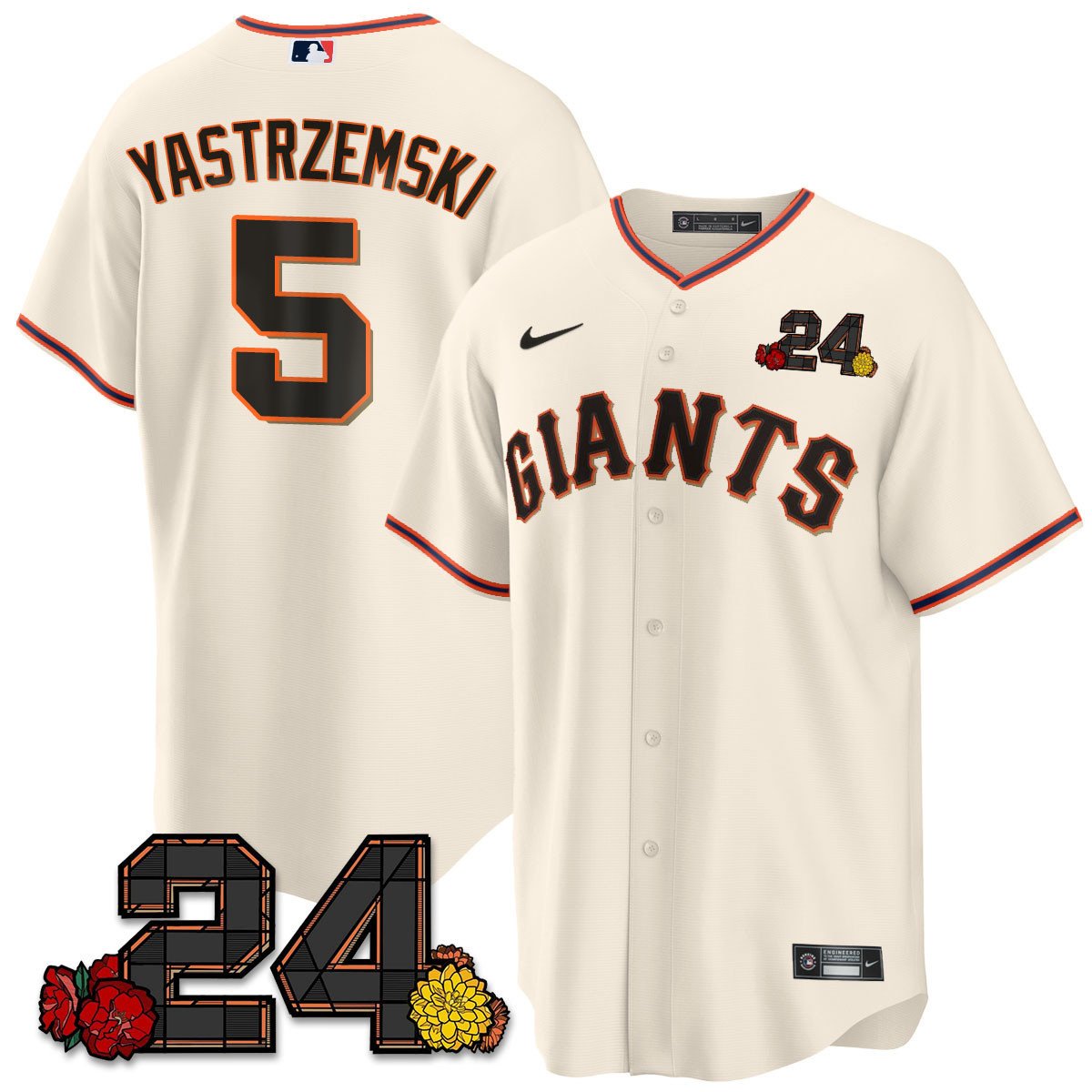 Men's Mike Yastrzemski San Francisco Giants 2024 Willie Mays Patch Vapor Premier Limited Cream Home Jersey V2 - All Stitched