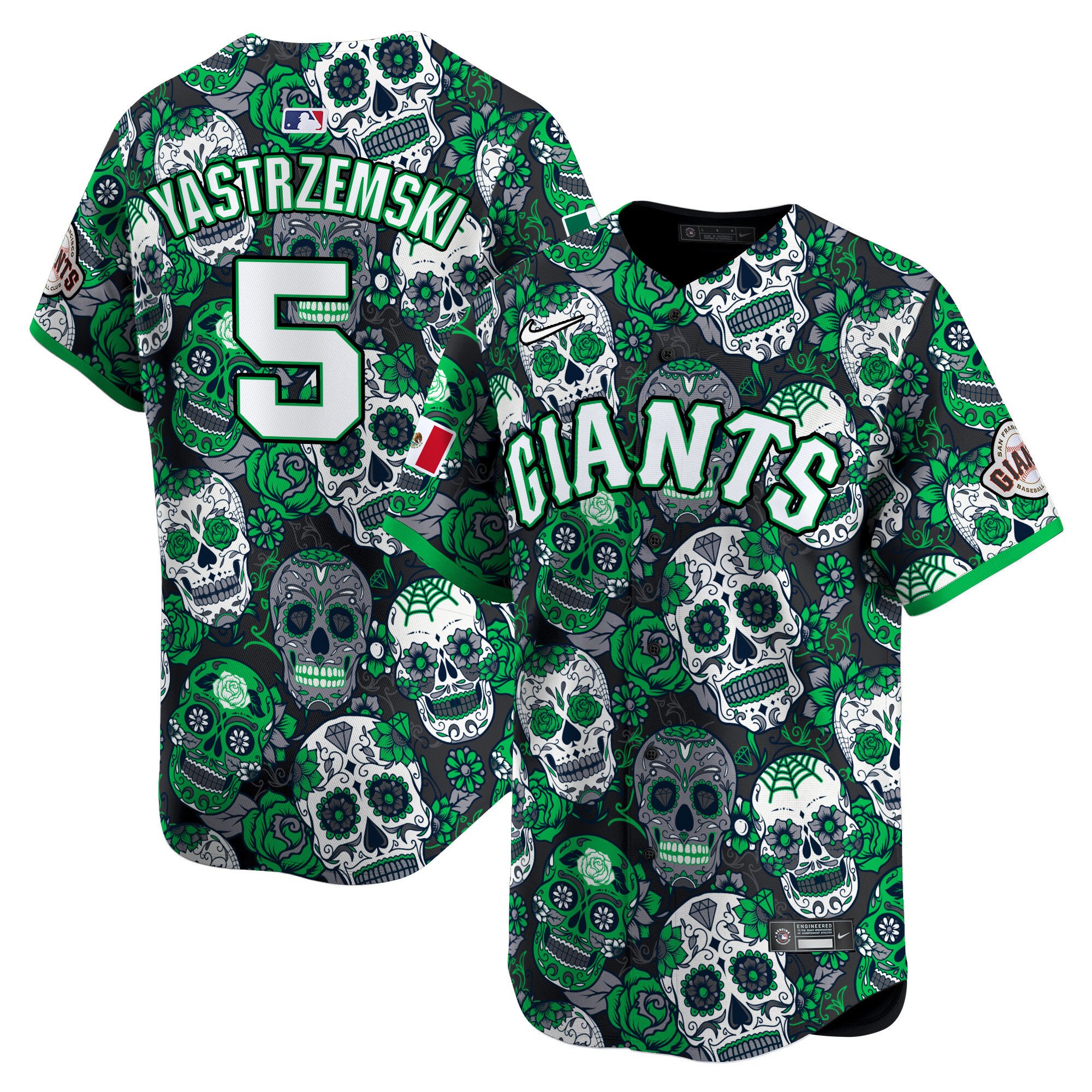 Men's Mike Yastrzemski San Francisco Giants Sugar Skull Mexico Vapor Premier Limited Green Jersey - Printed