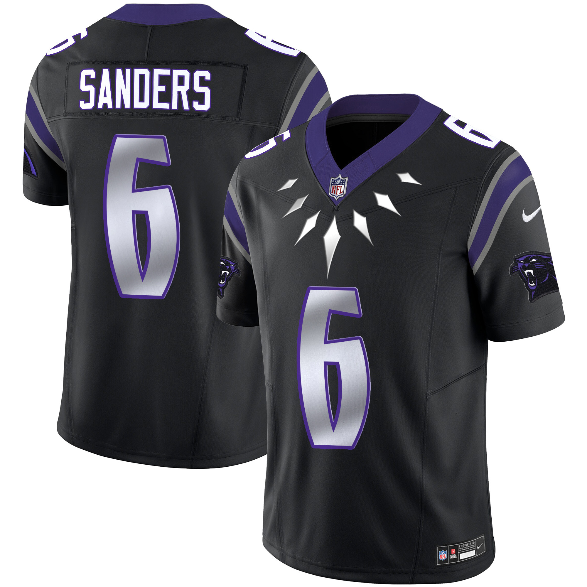 Men's Miles Sanders Carolina Panthers Wakanda Vapor Limited Black Jersey - All Stitched