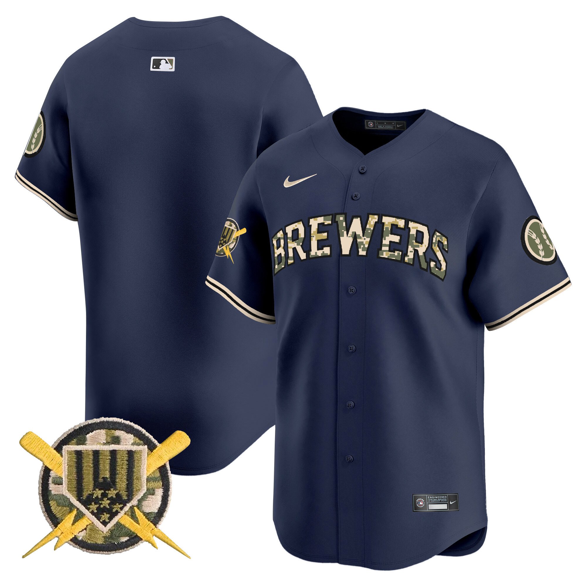 Men's Milwaukee Brewers Armed Forces Day Vapor Premier Limited Navy Jersey - All Stitched