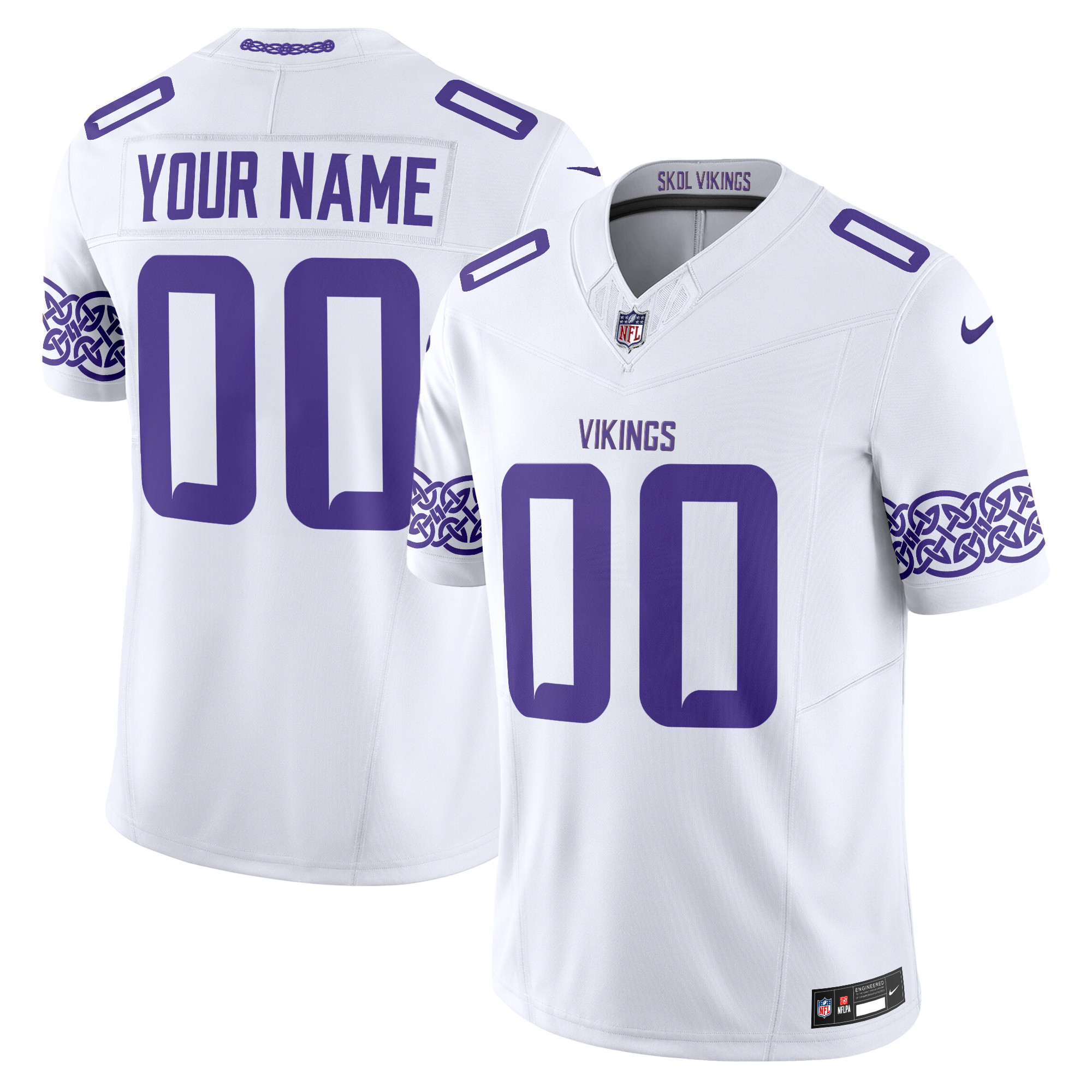 Men's Minnesota Vikings Nordic Pattern Vapor Limited Custom White Jersey - All Stitched