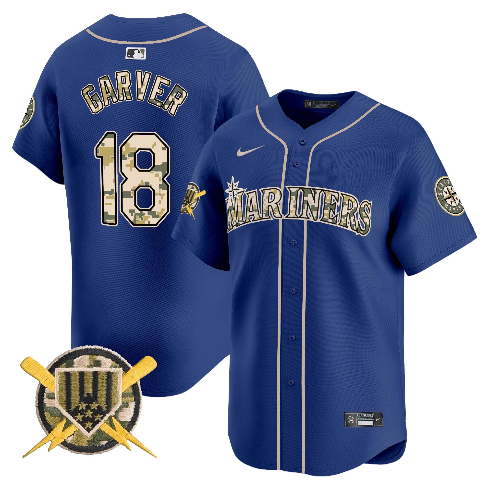 Men's Mitch Garver Seattle Mariners Armed Forces Day Vapor Premier Limited Royal Jersey - All Stitched