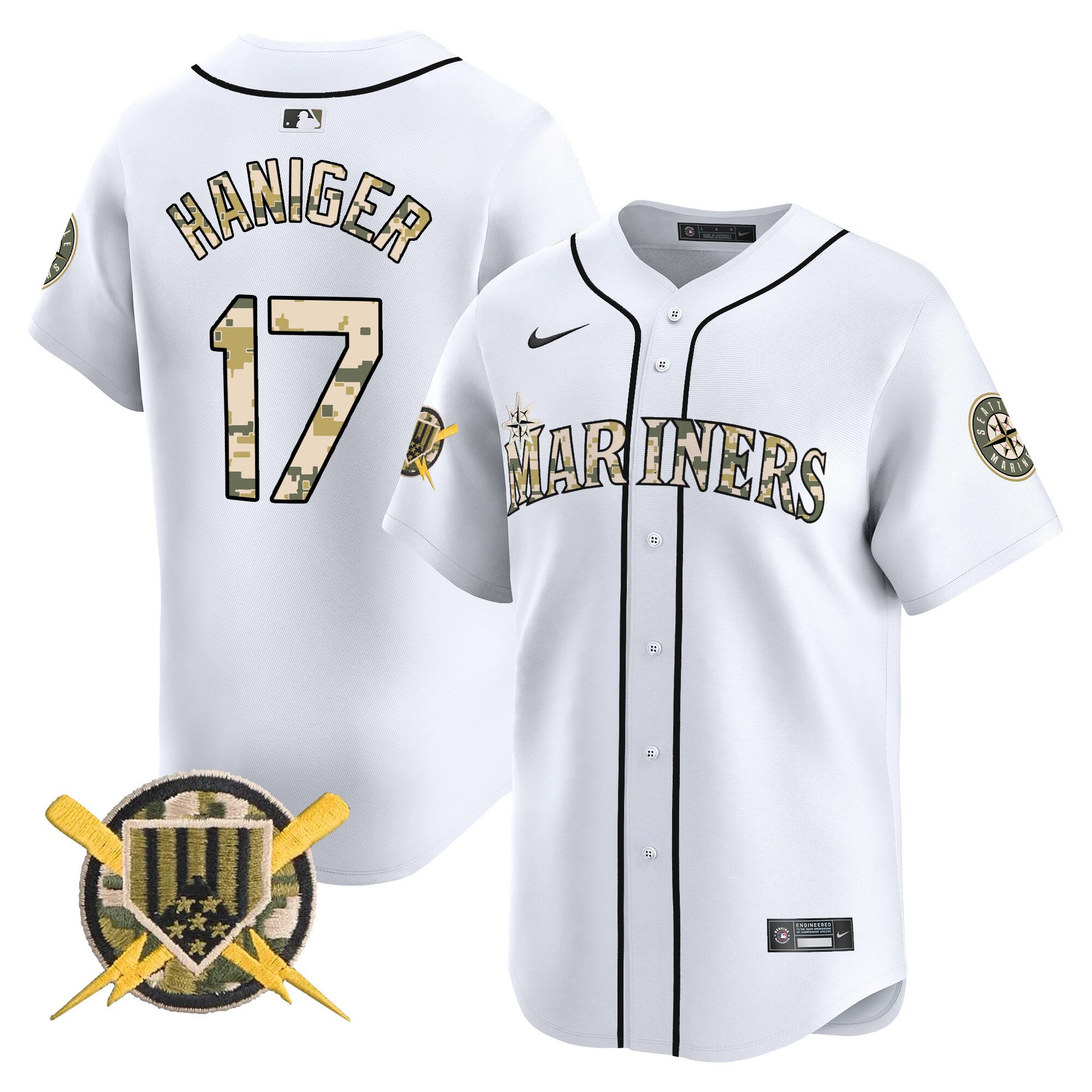 Men's Mitch Haniger Seattle Mariners Armed Forces Day Vapor Premier Limited White Jersey - All Stitched