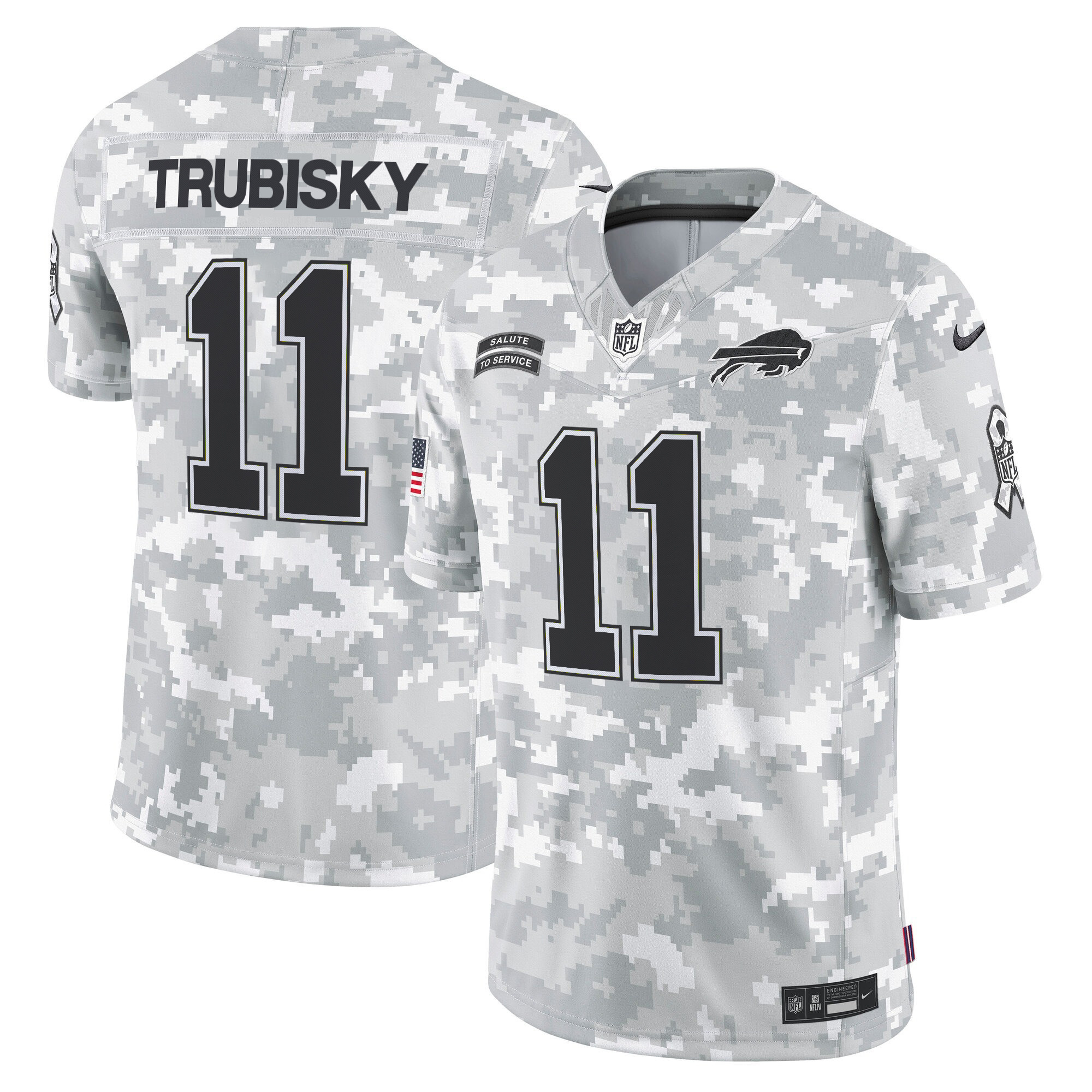 Men's Mitchell Trubisky Buffalo Bills 2024 Salute to Service Vapor Limited Jersey - Arctic Camo - All Stitched