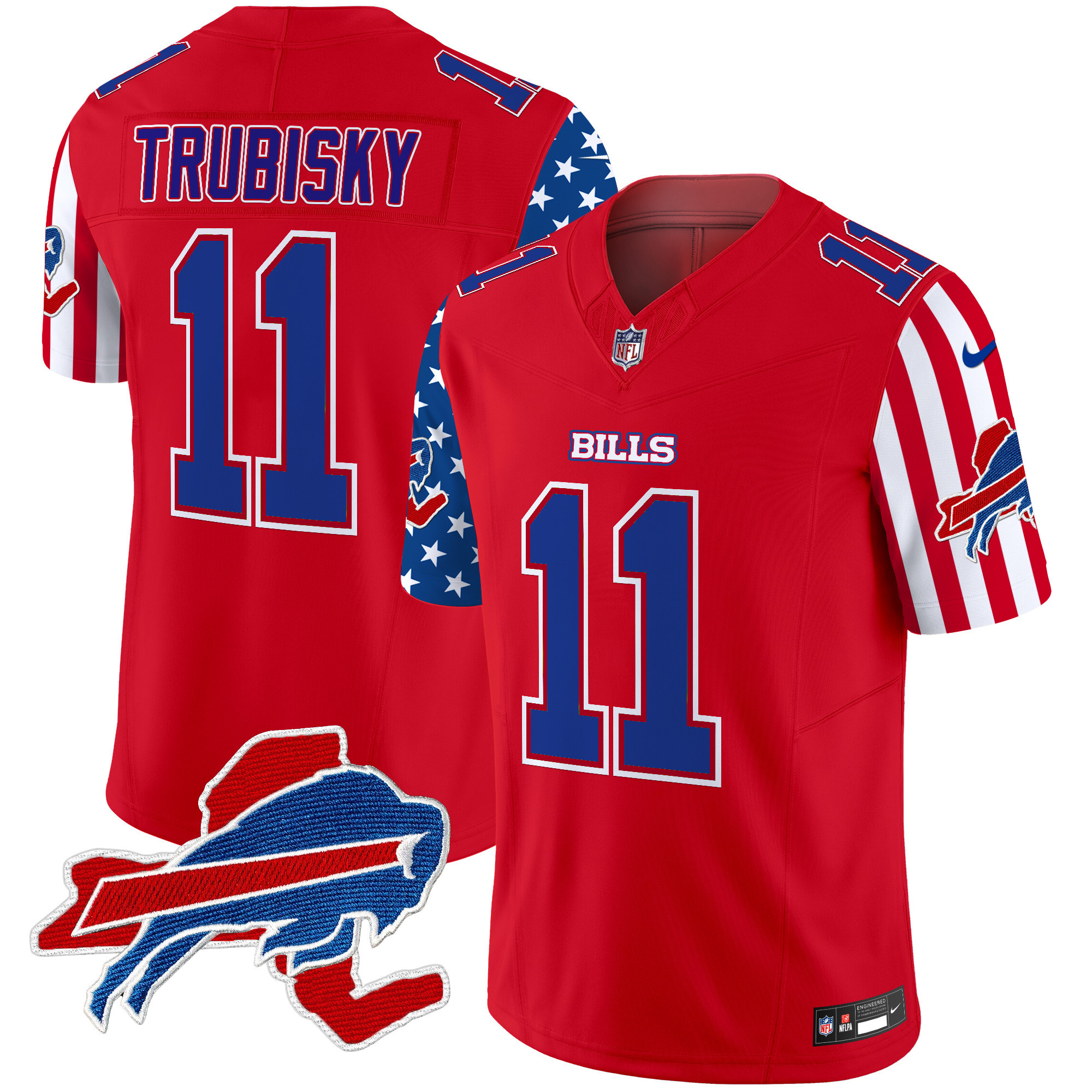 Men's Mitchell Trubisky Buffalo Bills American Style Vapor Limited Red Jersey - All Stitched