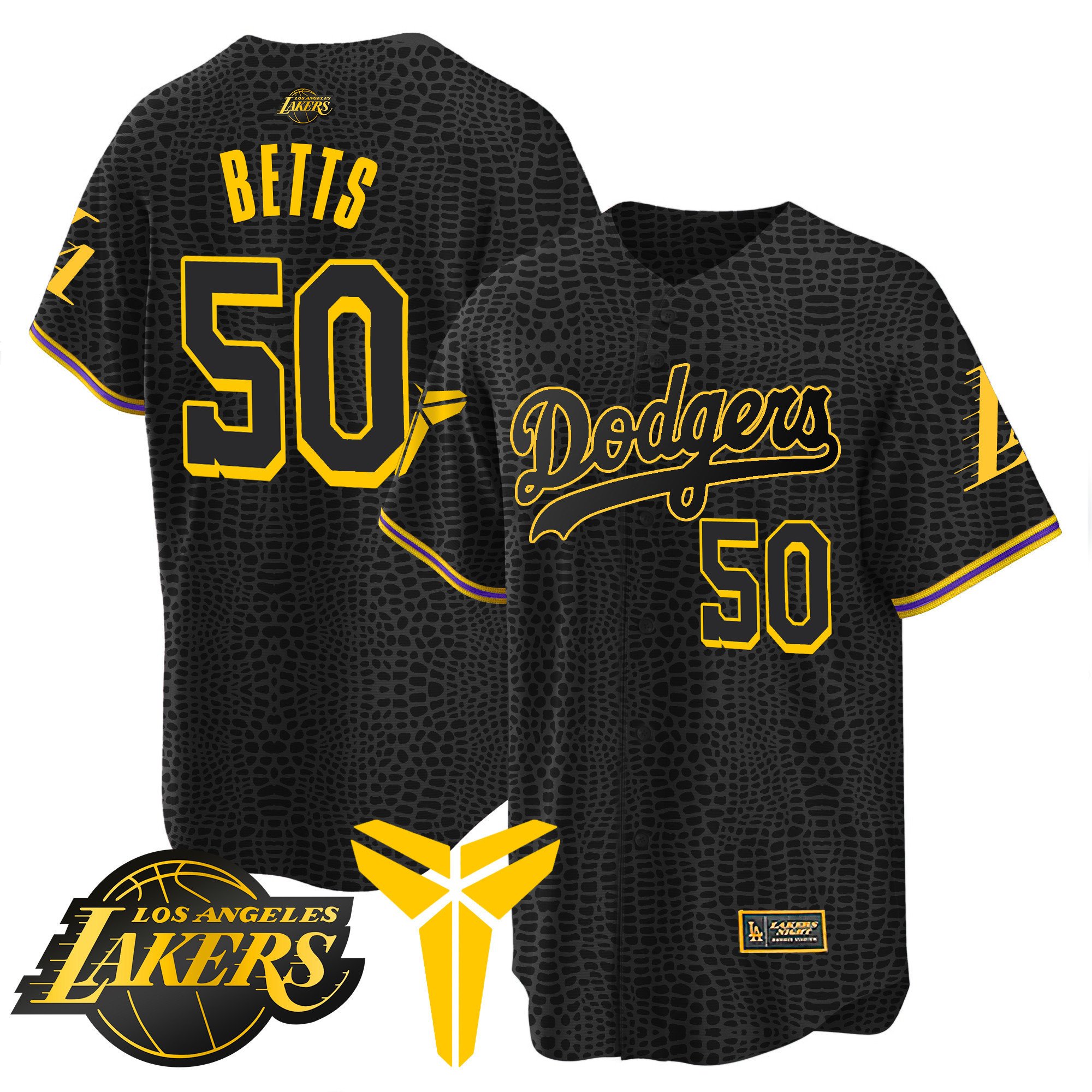 Men's Mookie Betts Los Angeles Dodgers Cool Base Mamba Mamba Jersey V2 - All Stitched