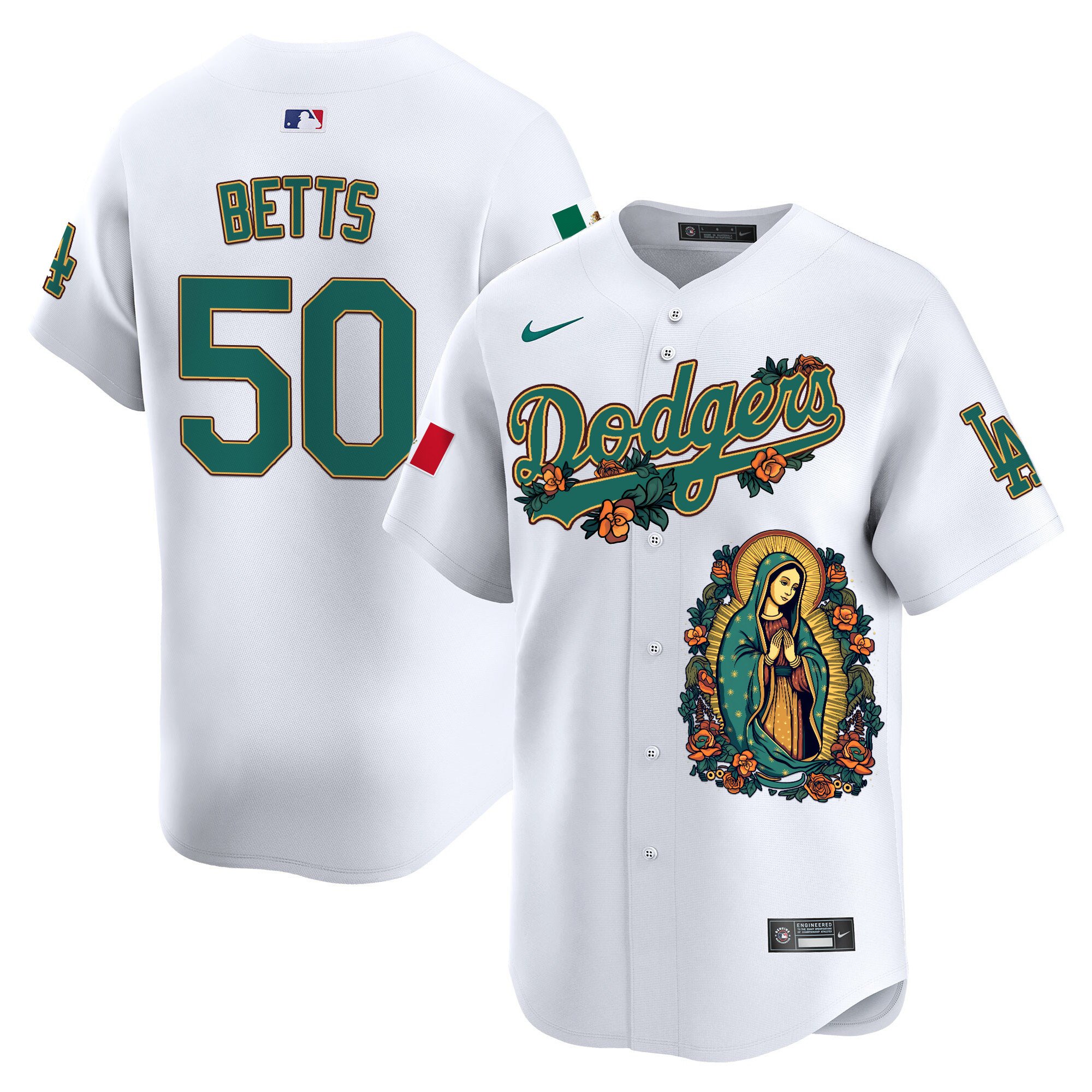 Men's Mookie Betts Los Angeles Dodgers Mexico Guadalupe Vapor Premier Limited White Jersey - Printed
