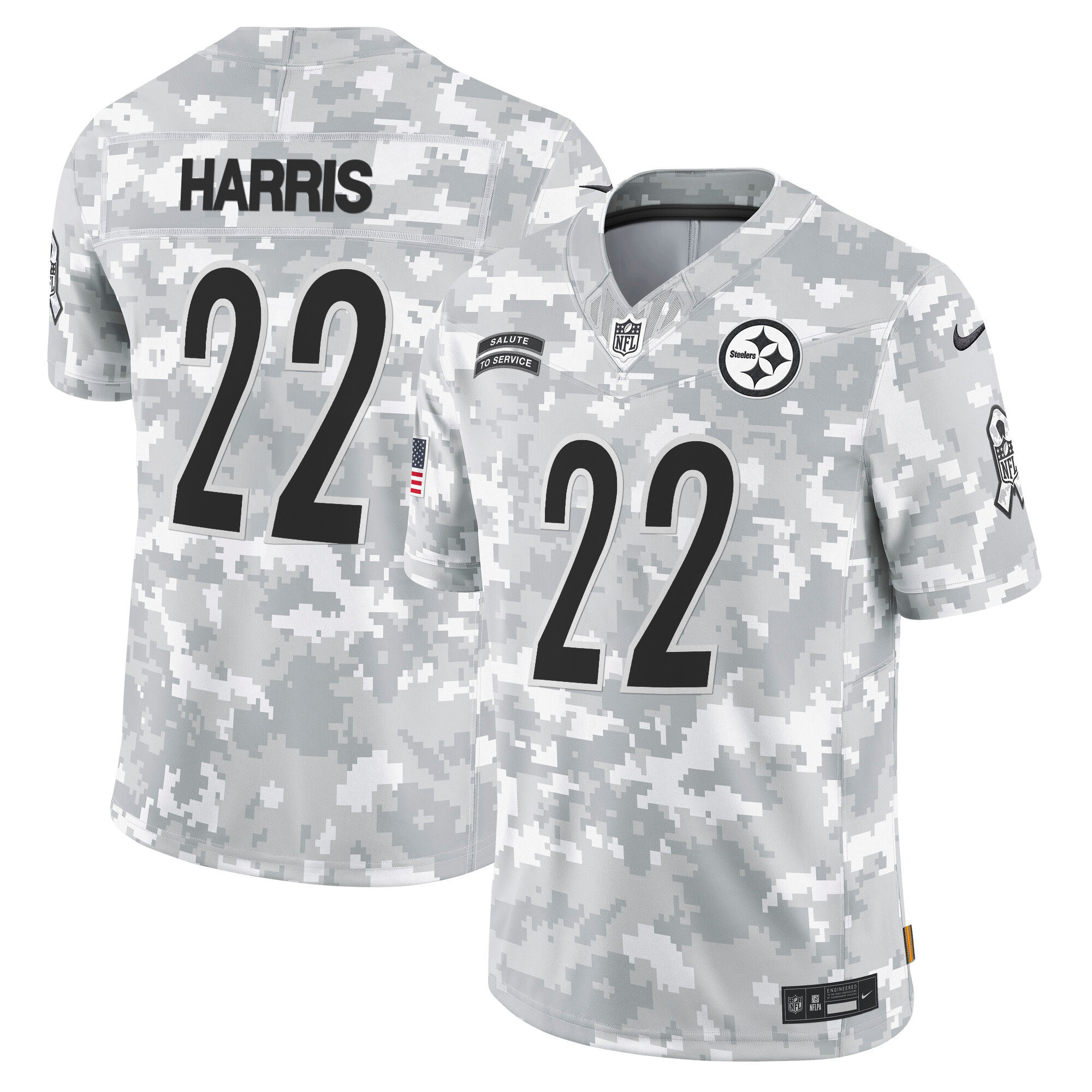 Men's Najee Harris Pittsburgh Steelers 2024 Salute to Service Vapor Limited Jersey - Arctic Camo - All Stitched