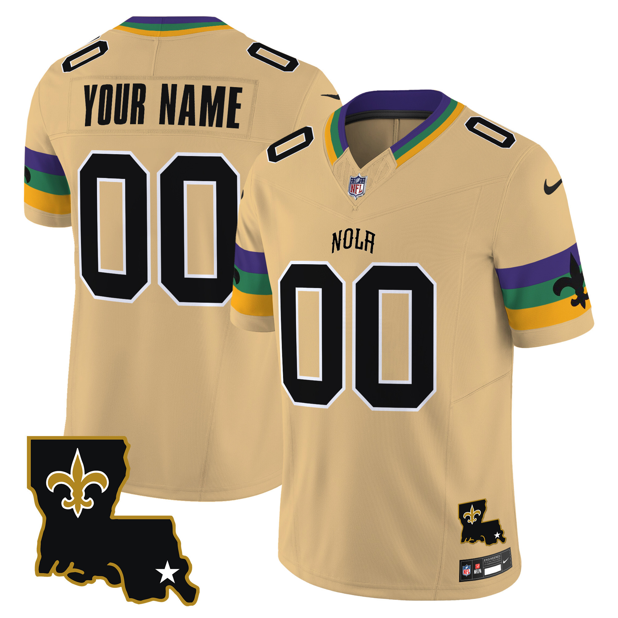 Men's New Orleans Saints 2024 New Orleans City Vapor Limited Custom Gold Jersey - All Stitched