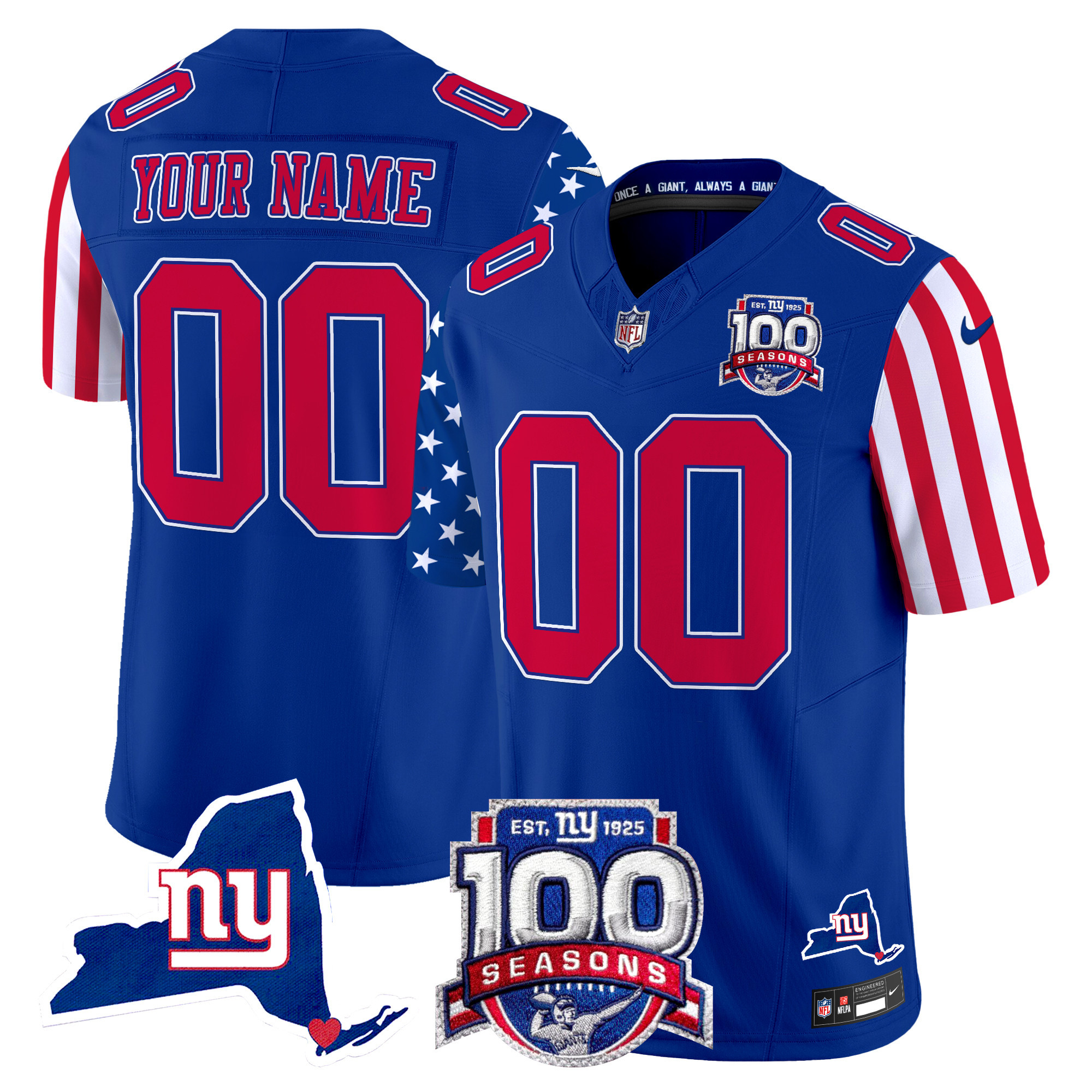 Men's New York Giants American Style Vapor Limited Custom Royal Jersey - All Stitched