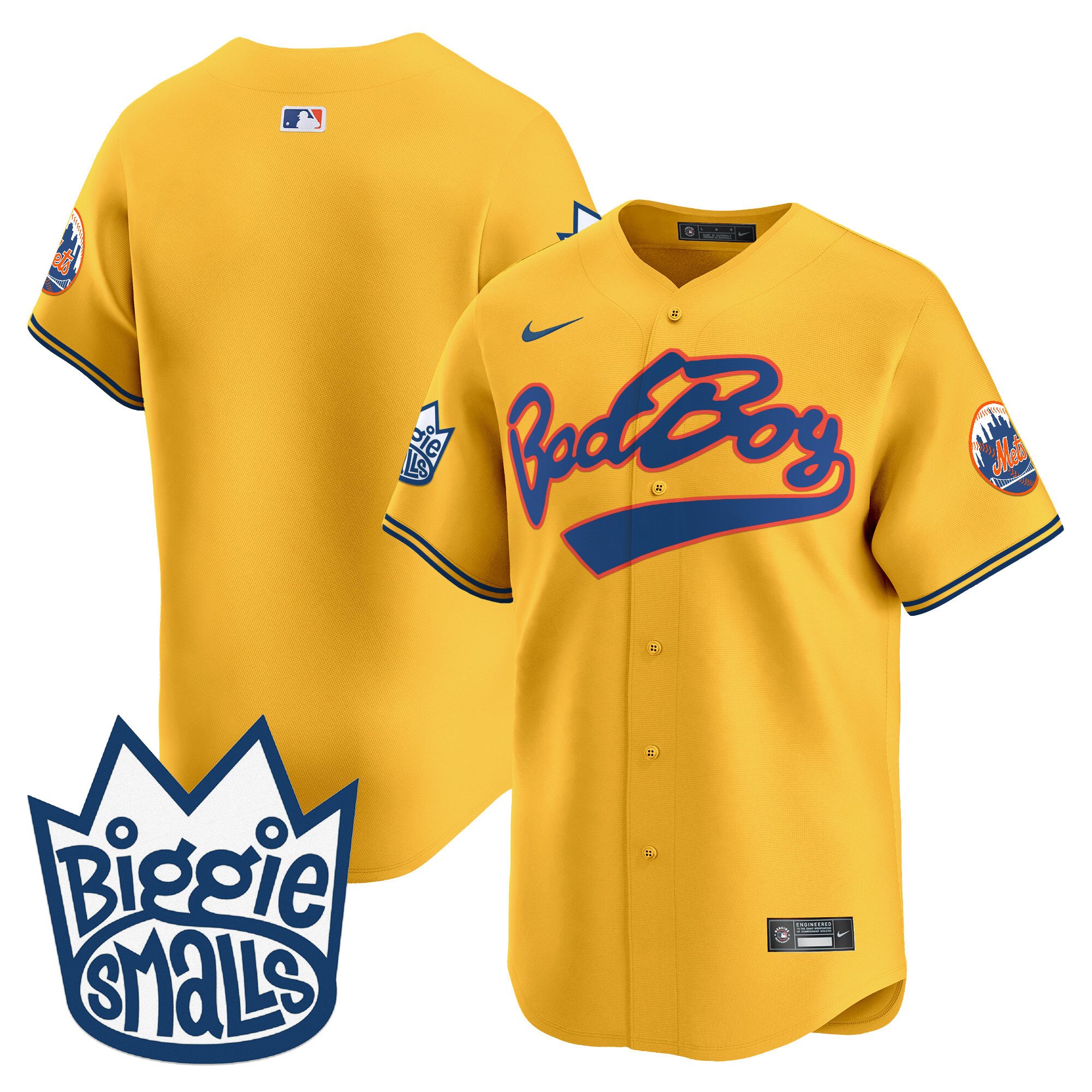 Men's New York Mets Biggie Smalls Vapor Premier Limited Gold Jersey - All Stitched