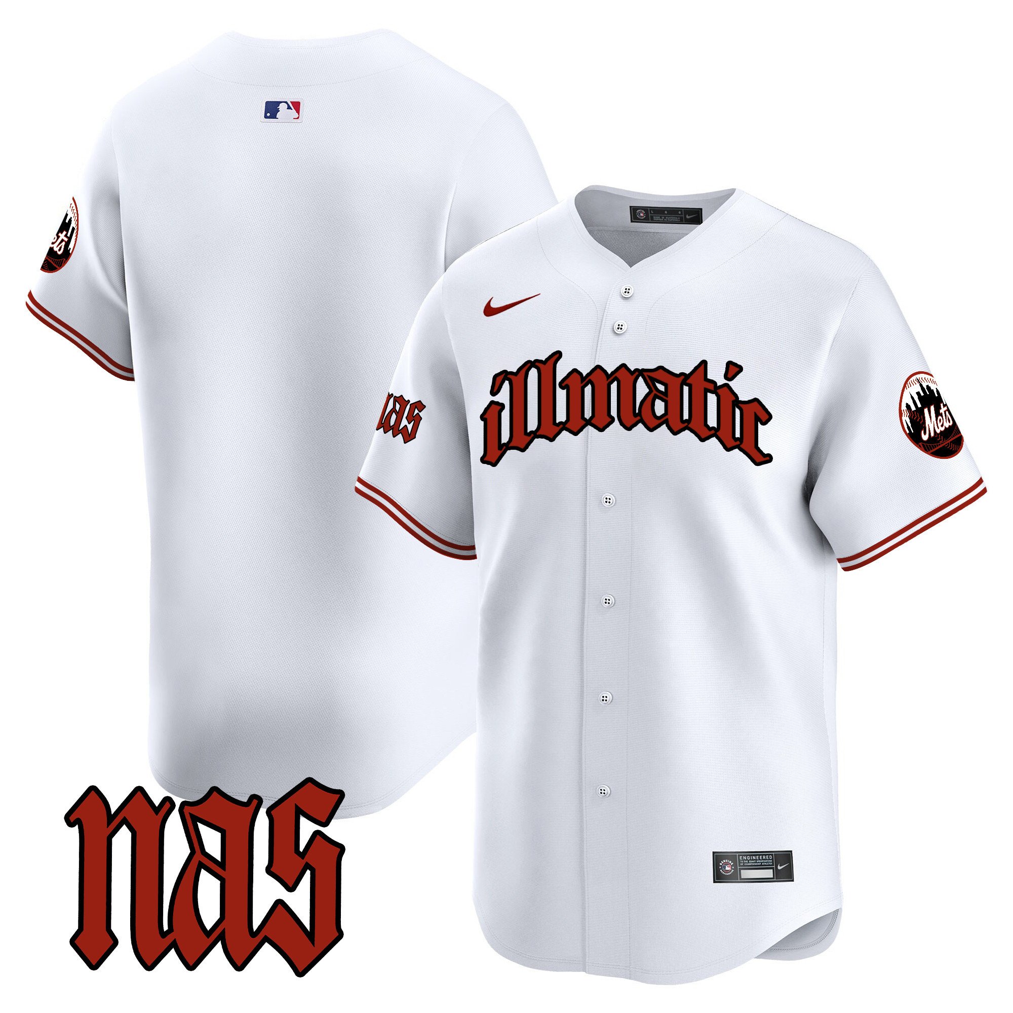Men's New York Mets Nas Illmatic Vapor Premier Limited White Jersey - All Stitched