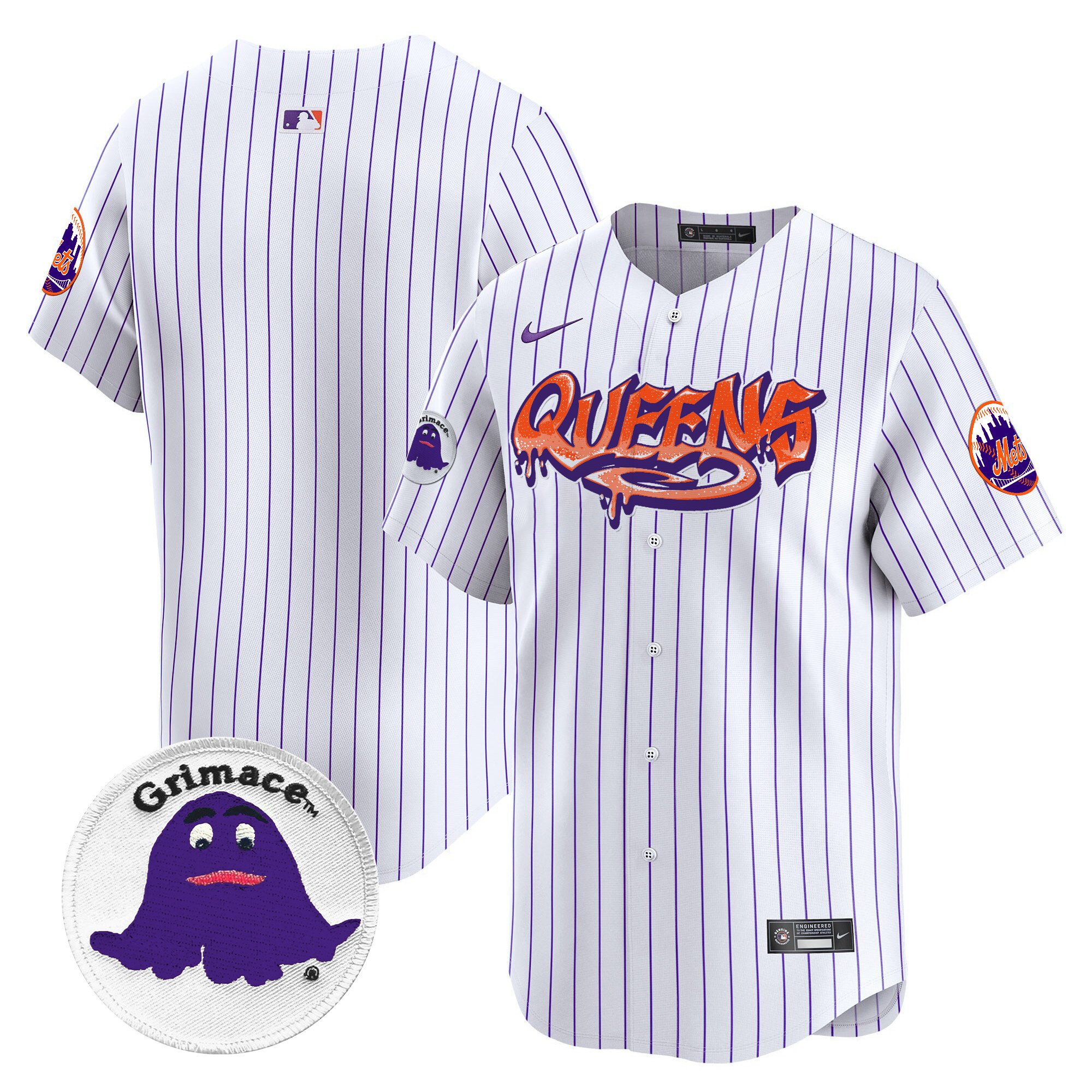 Men's New York Mets Queens Graffiti Vapor Premier Limited Pinstripe Jersey - All Stitched