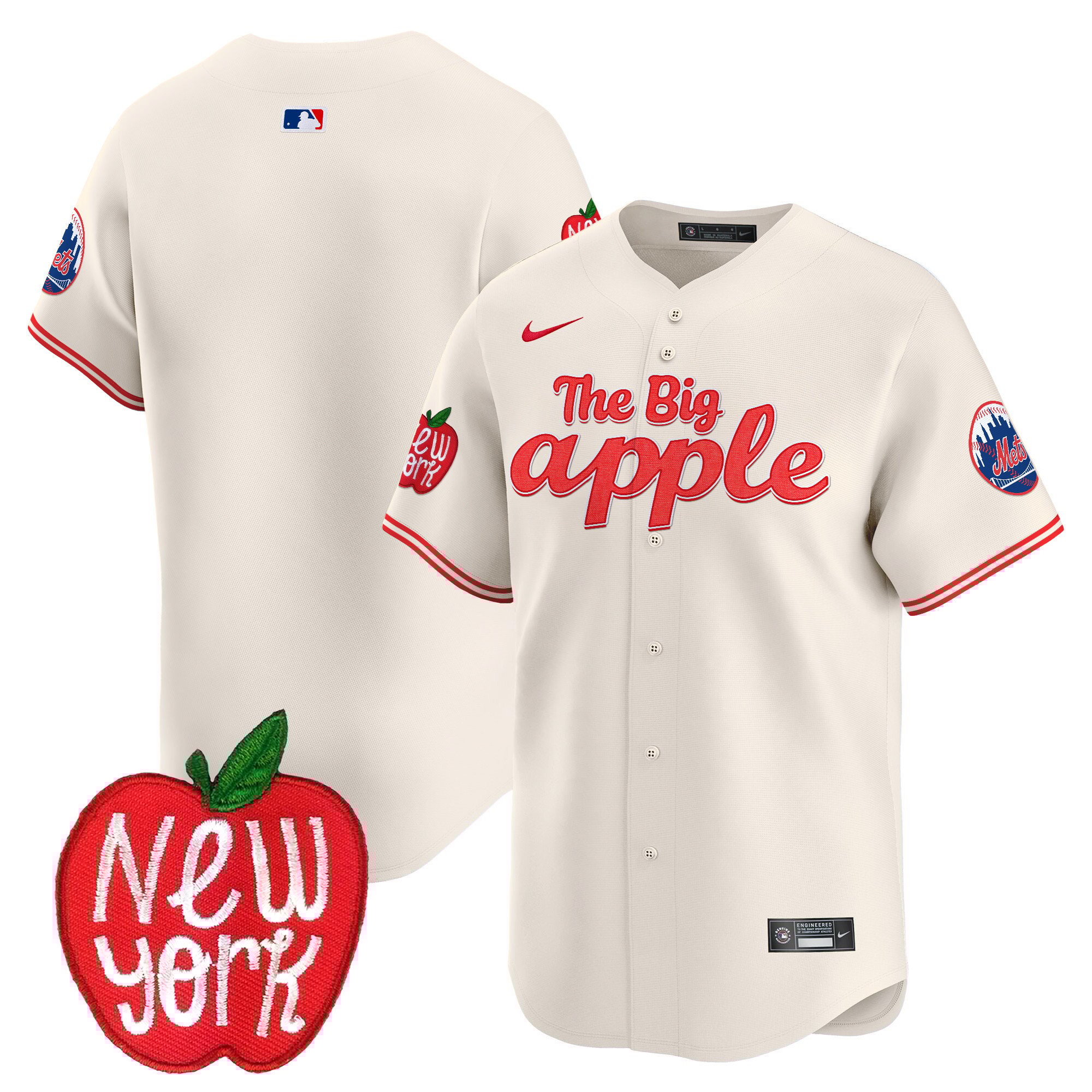Men's New York Mets The Big Apple Vapor Premier Limited Cream Jersey - All Stitched