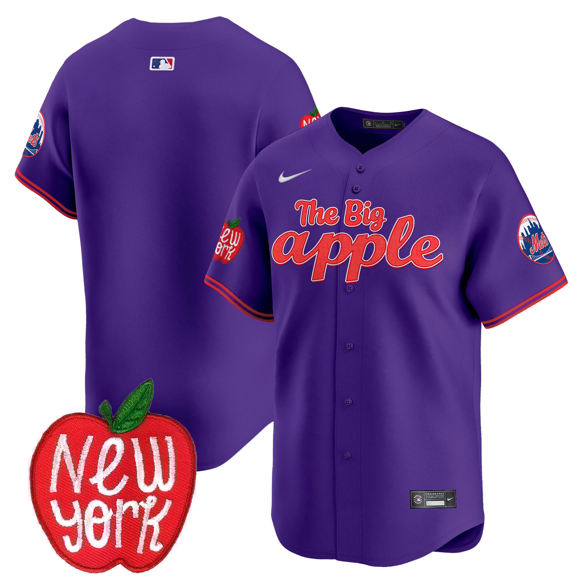 Men's New York Mets The Big Apple Vapor Premier Limited Purple Jersey - All Stitched