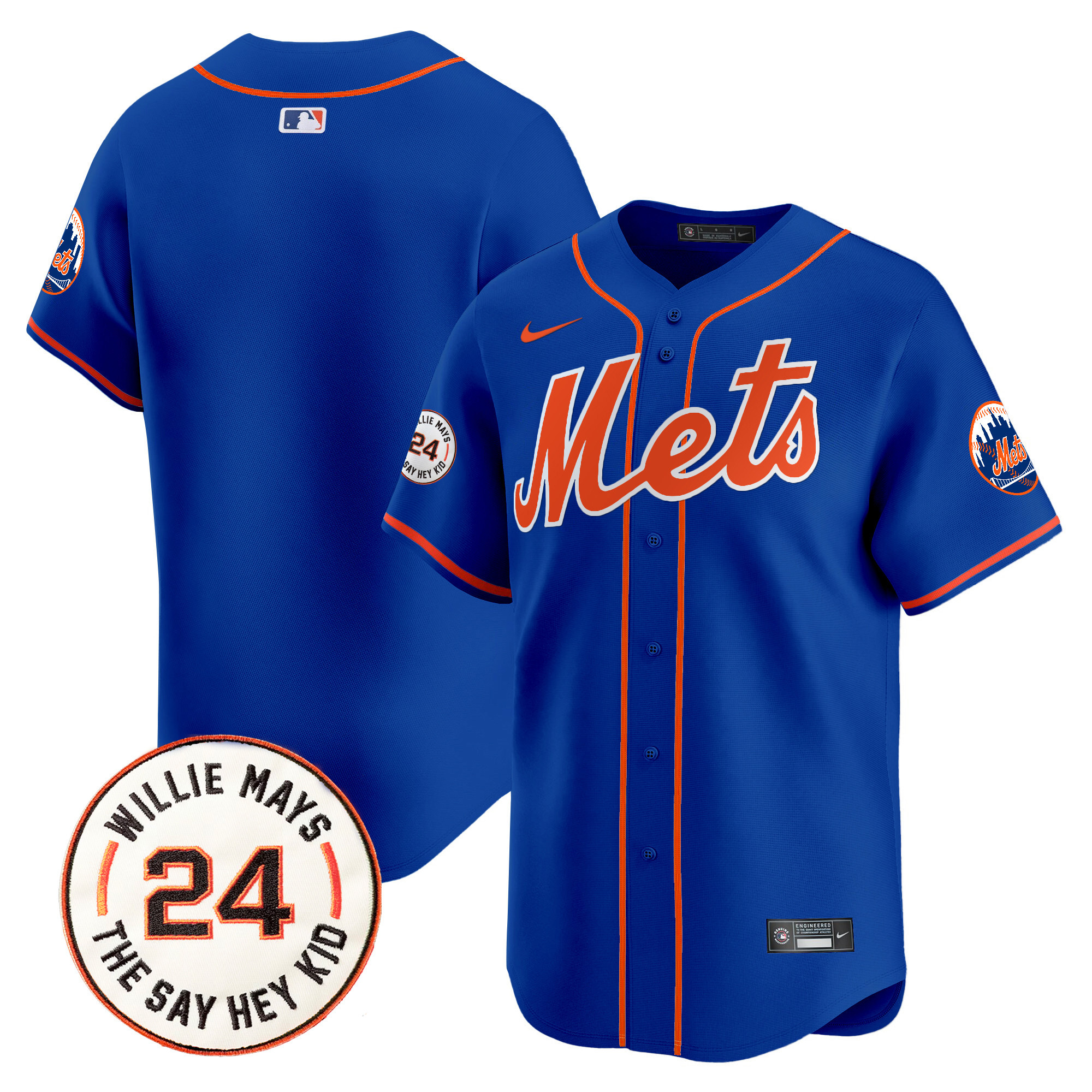 Men's New York Mets Willie Mays Patch Vapor Premier Limited Royal Jersey - All Stitched