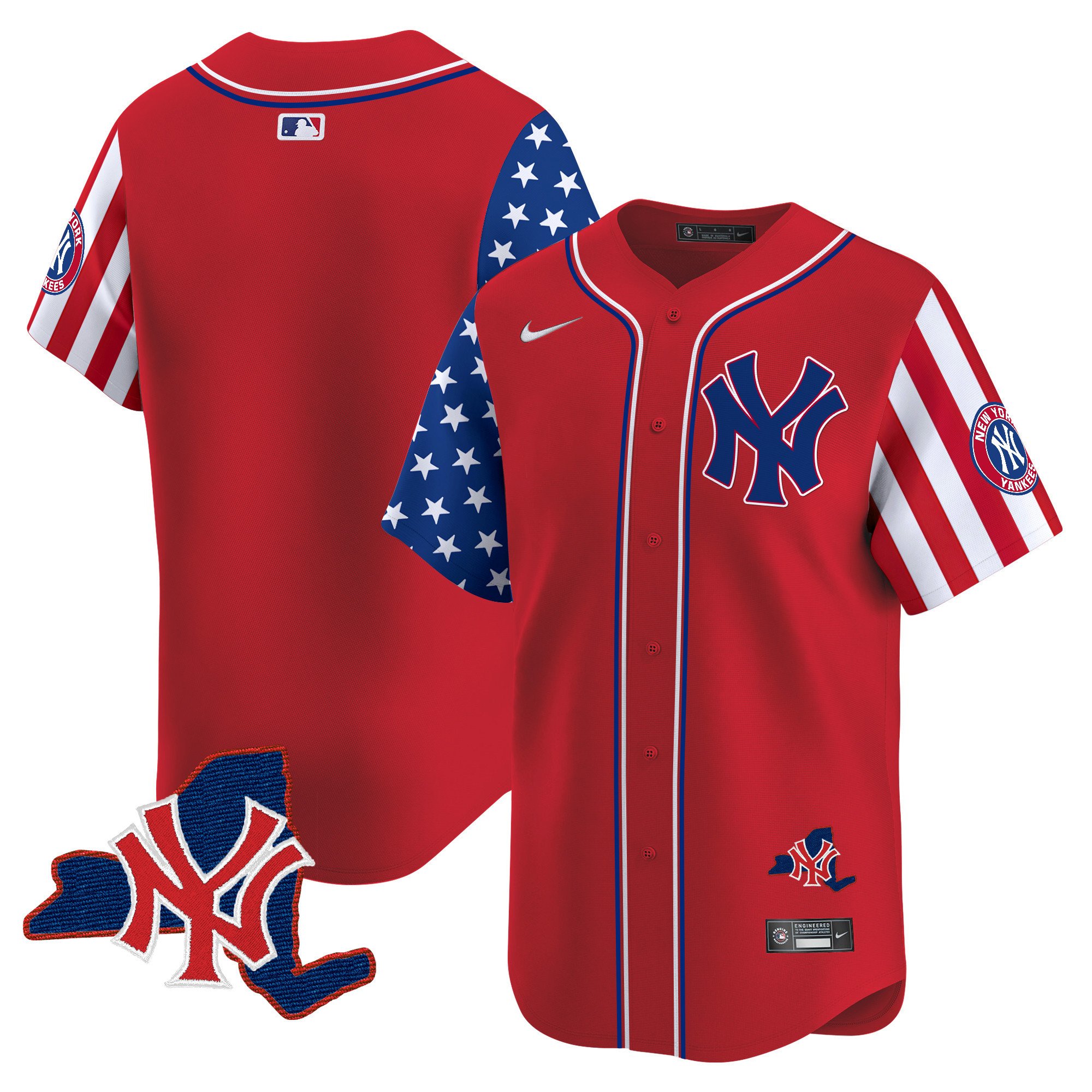 Men's New York Yankees 2024 Independence Day Vapor Premier Limited Red Jersey V2 - All Stitched