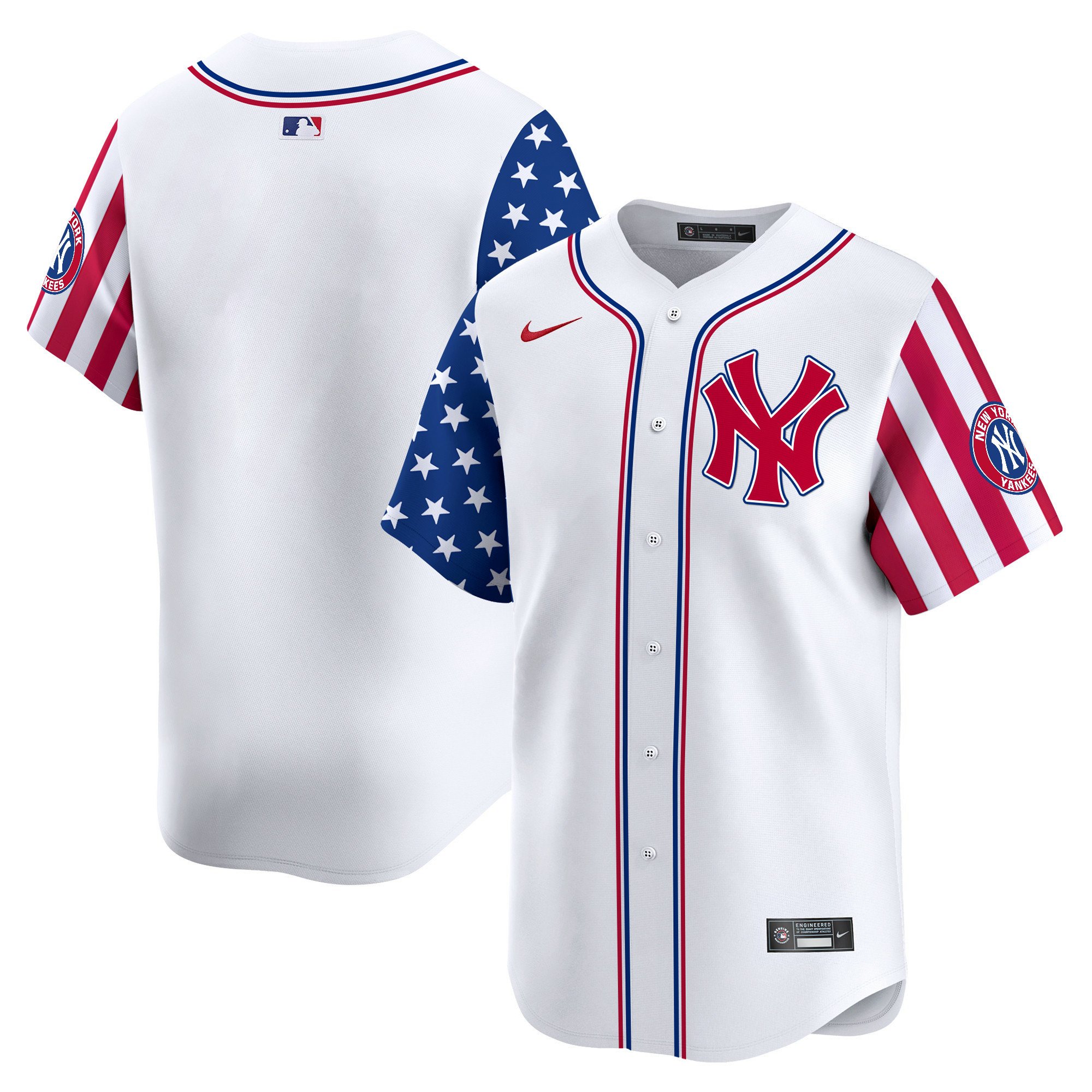 Men's New York Yankees 2024 Independence Day Vapor Premier Limited White Jersey - All Stitched