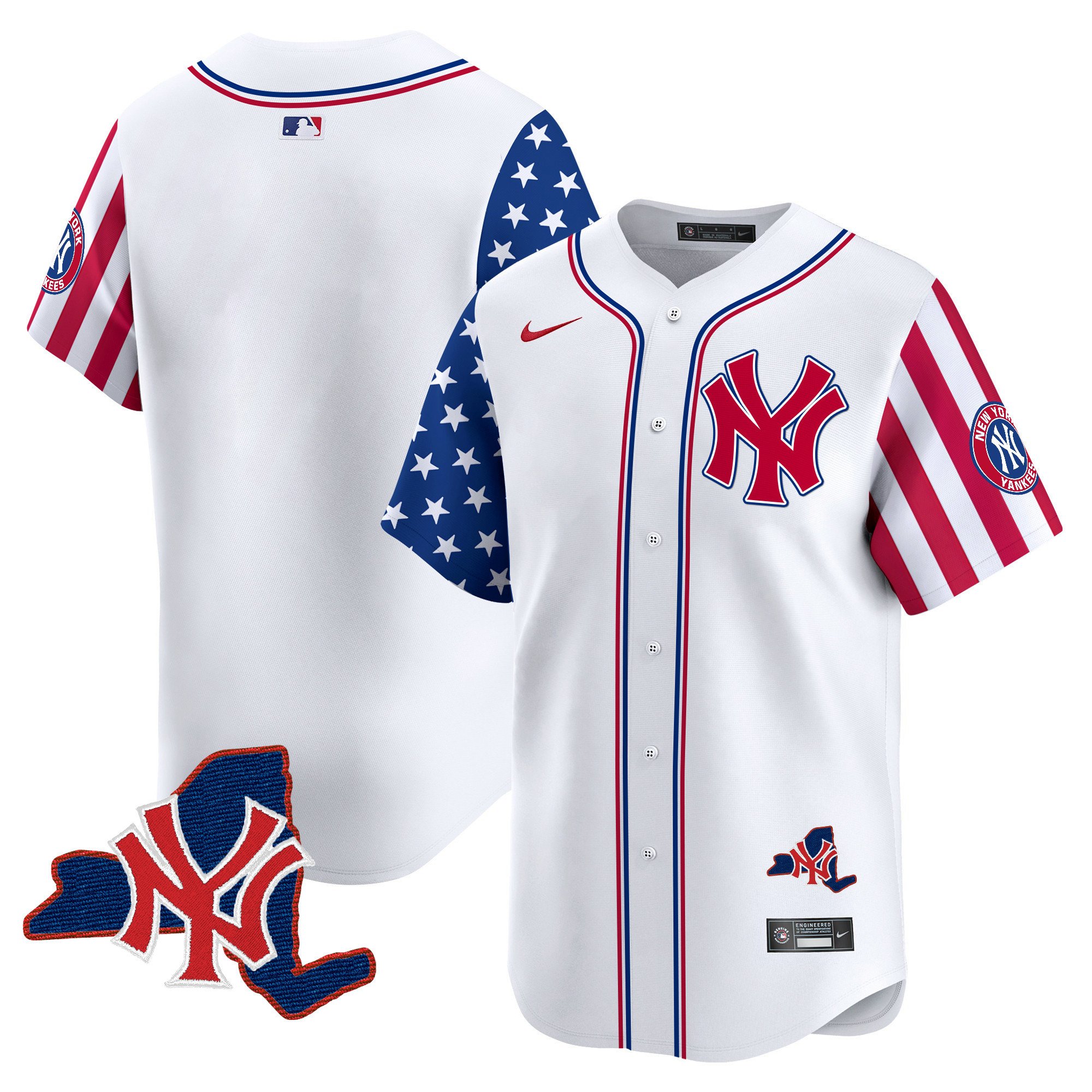 Men's New York Yankees 2024 Independence Day Vapor Premier Limited White Jersey V2 - All Stitched