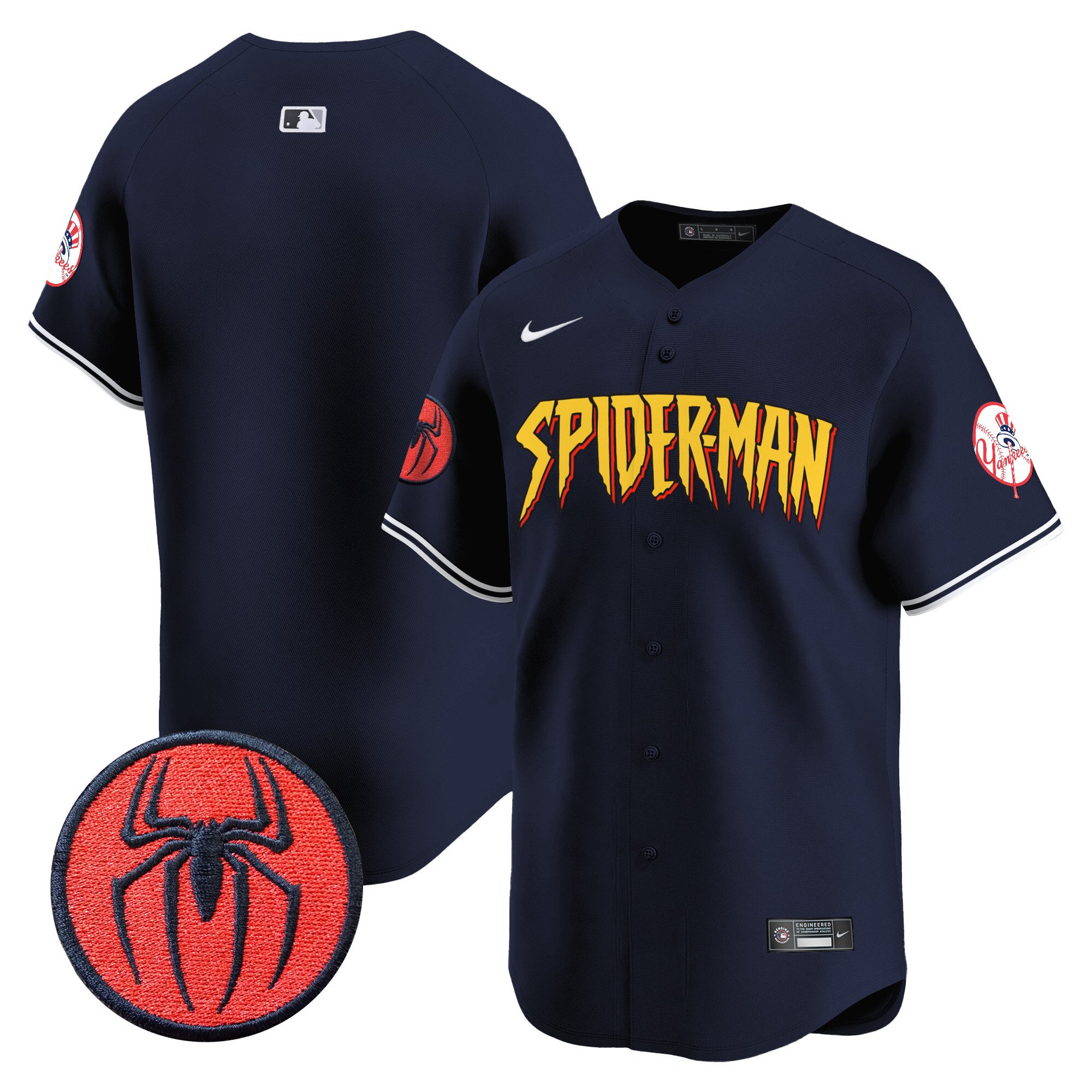 Men's New York Yankees Spider-Man Vapor Premier Limited Alternate Jersey - All Stitched
