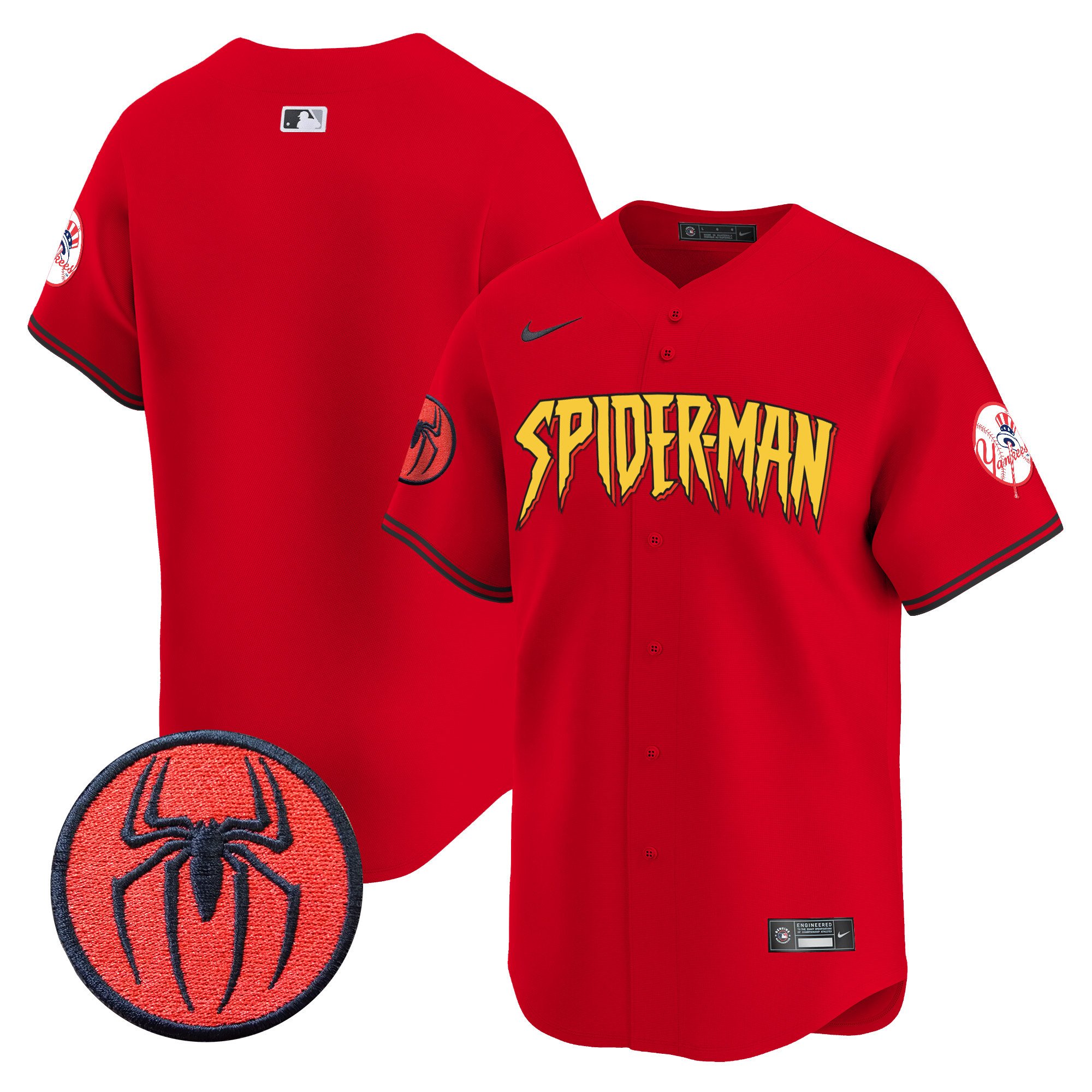 Men's New York Yankees Spider-Man Vapor Premier Limited Red Jersey - All Stitched