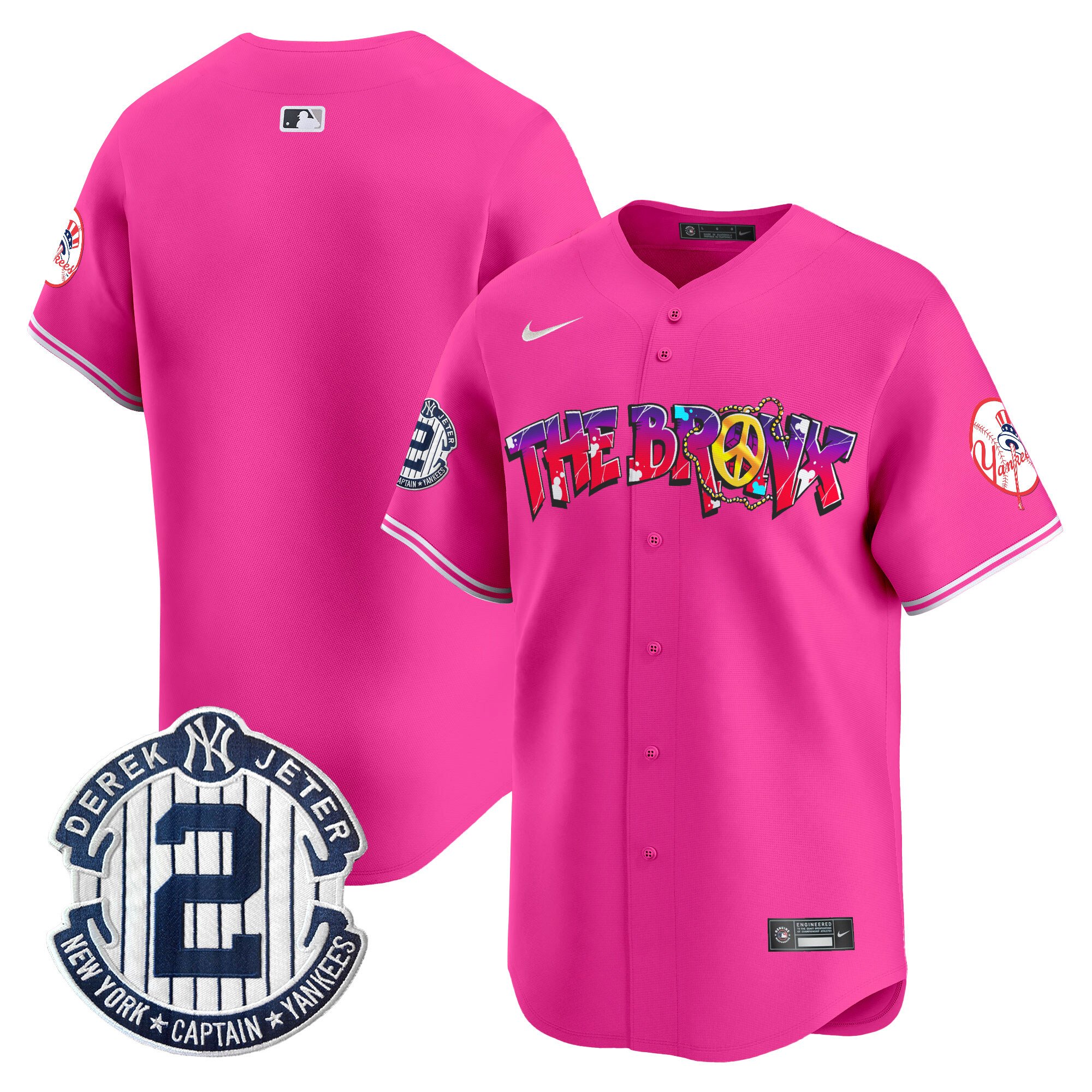 Men's New York Yankees The Bronx Graffiti Vapor Premier Limited Pink Jersey V7 - All Stitched