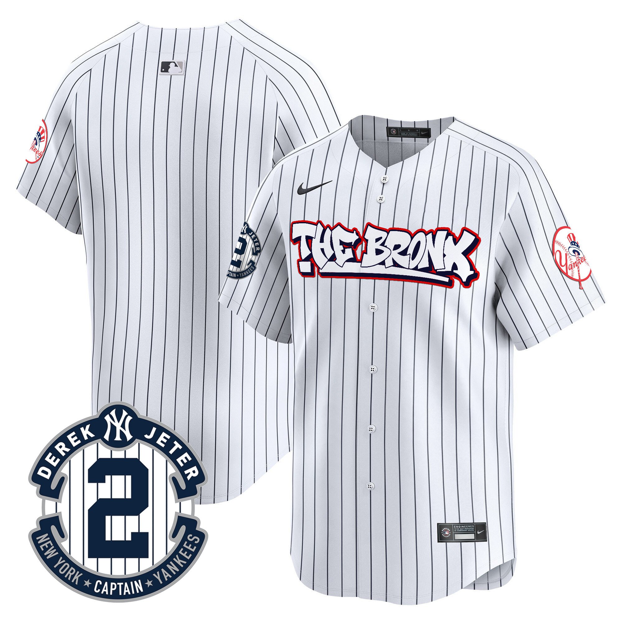 Men's New York Yankees The Bronx Graffiti Vapor Premier Limited Pinstripe Jersey V8 - All Stitched