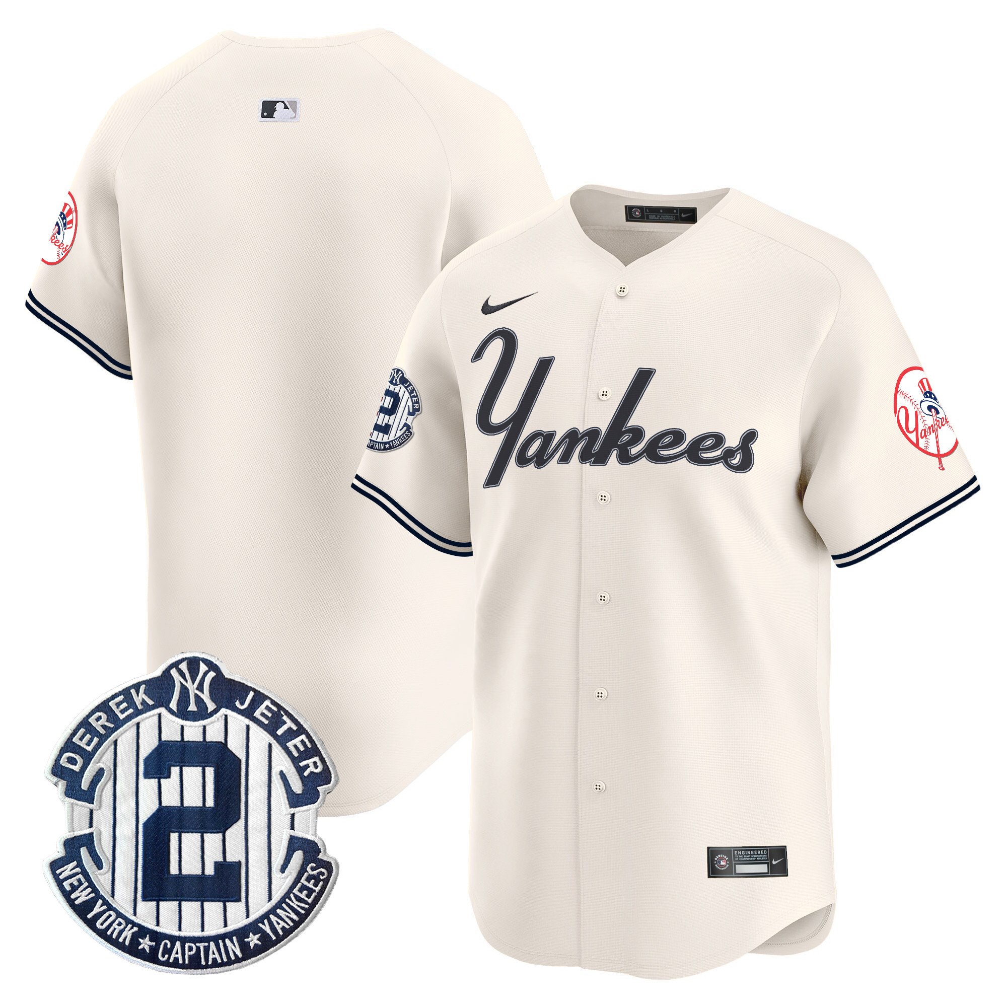 Men's New York Yankees Throwback Vapor Premier Limited Cream Jersey V2 - All Stitched
