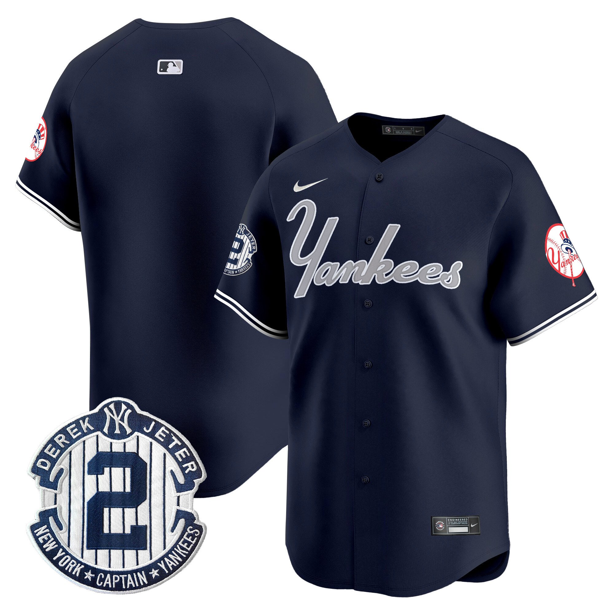 Men's New York Yankees Throwback Vapor Premier Limited Navy Jersey V2 - All Stitched