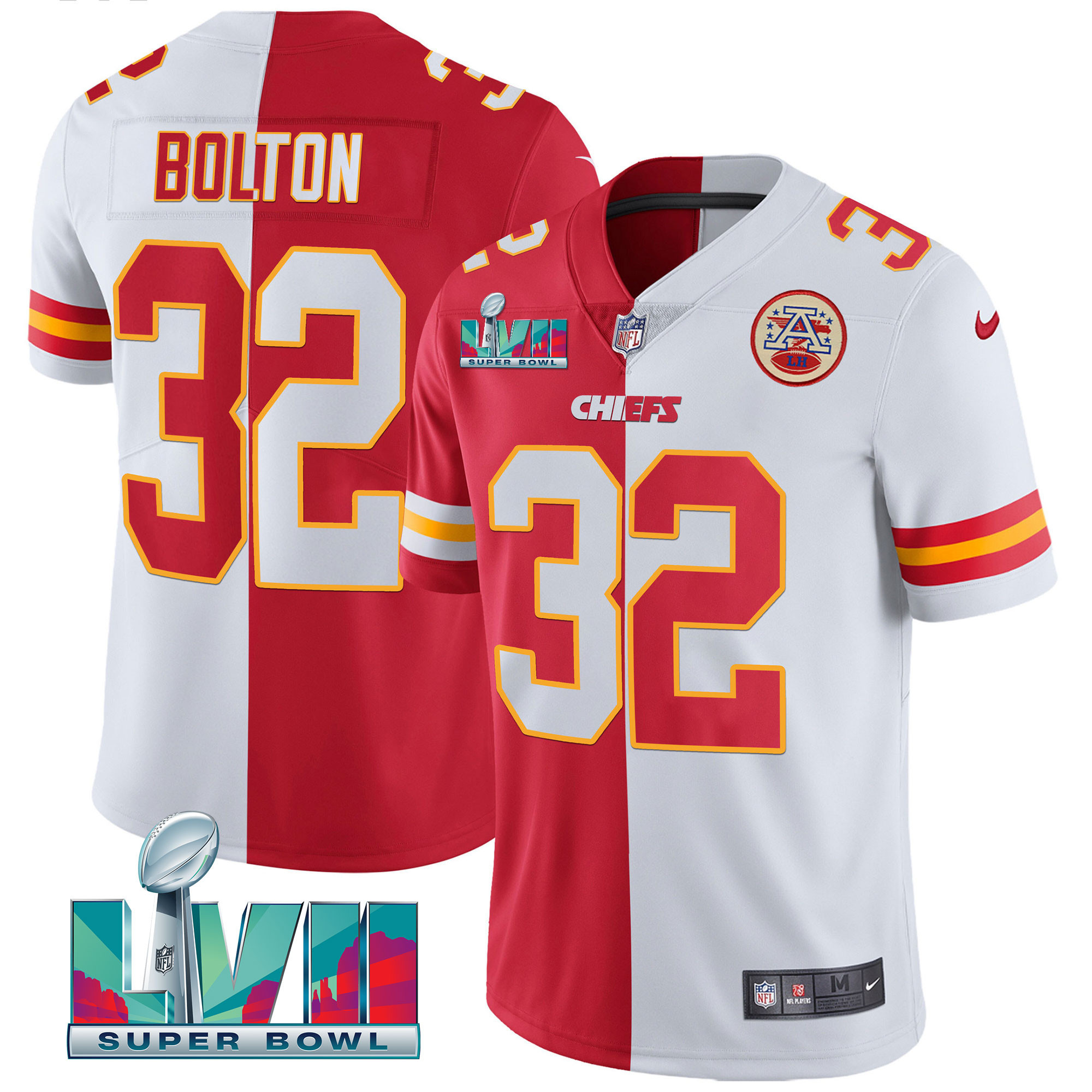 Men's Nick Bolton Kansas City Chiefs Super Bowl Vapor Gold Split Jersey V2- All Stitched