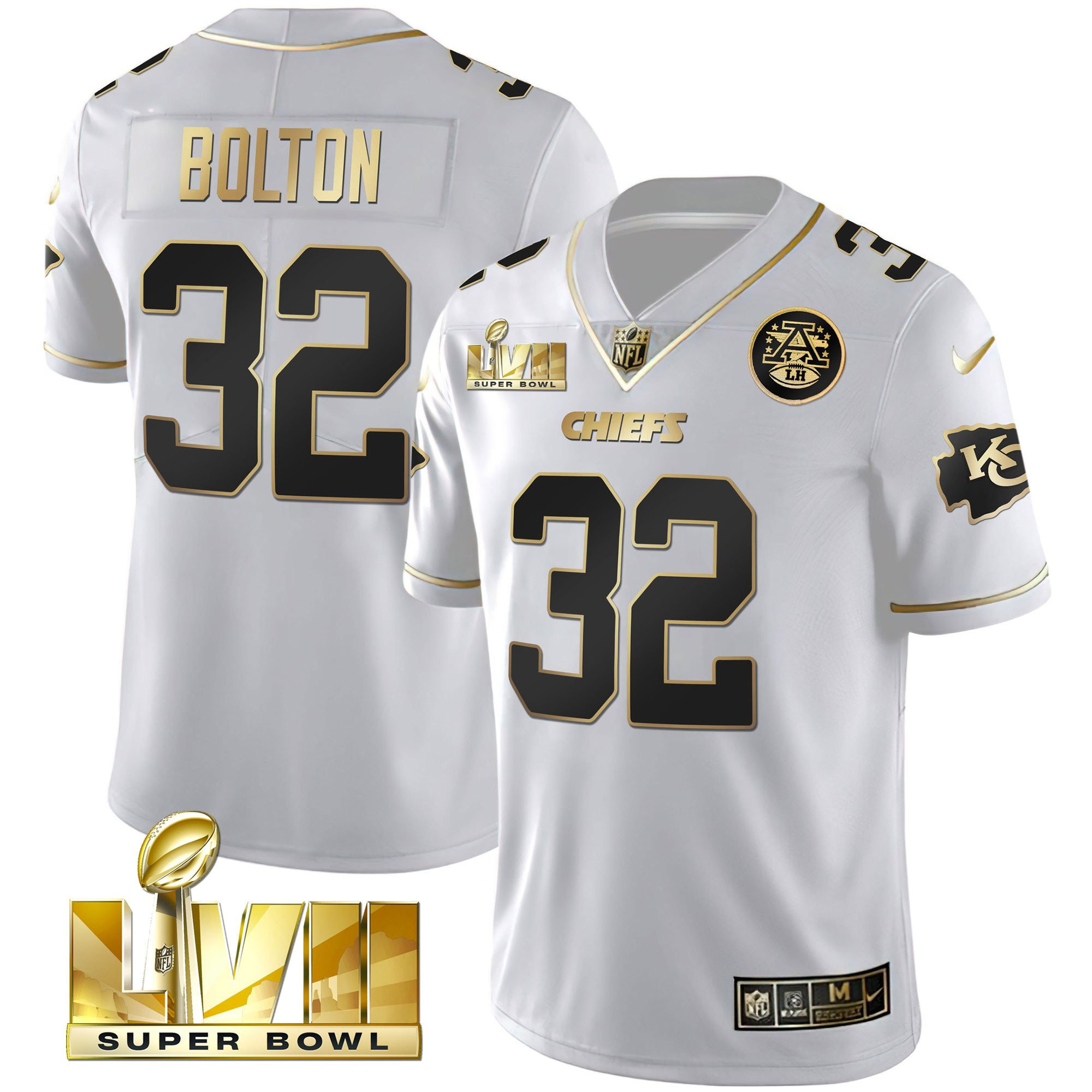 Men's Nick Bolton Kansas City Chiefs Super Bowl Vapor Gold White Gold Jersey V2- All Stitched