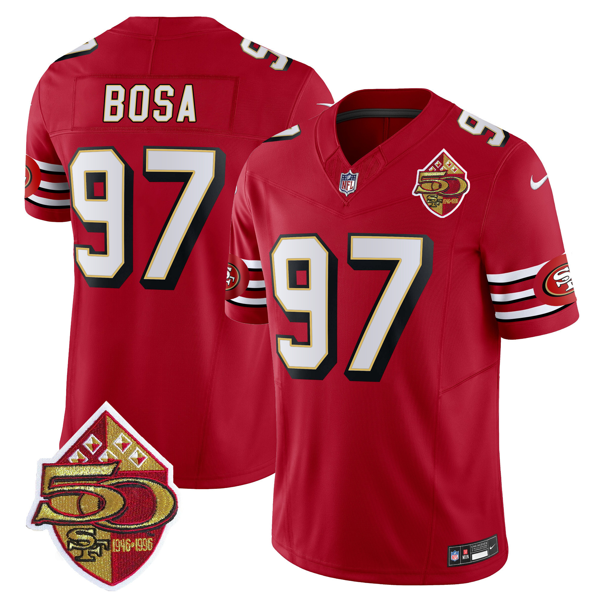 Men's Nick Bosa San Francisco 49ers 1996 Throwback Vapor Limited Red Jersey - All Stitched