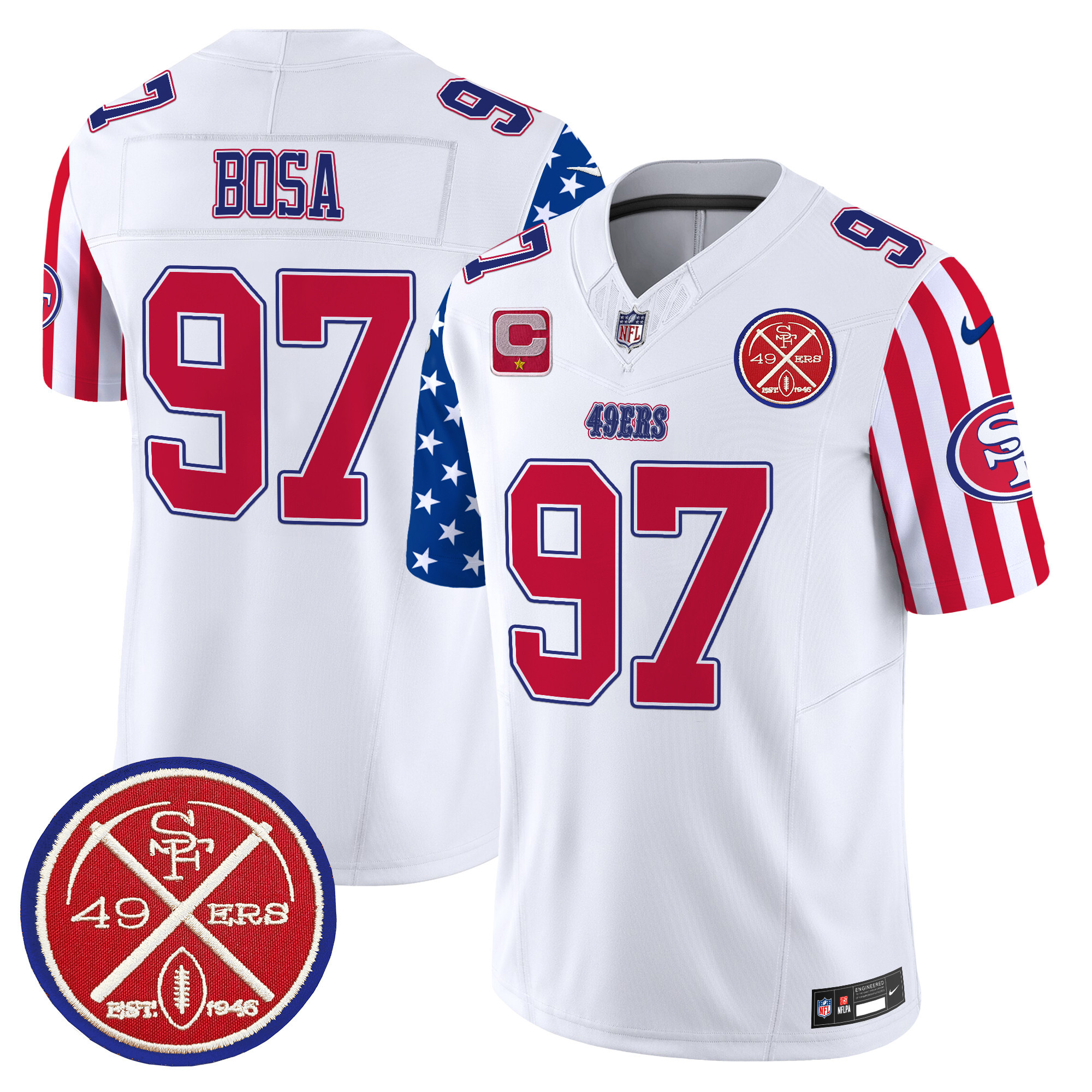 Men's Nick Bosa San Francisco 49ers American Style Vapor Limited White Jersey - All Stitched