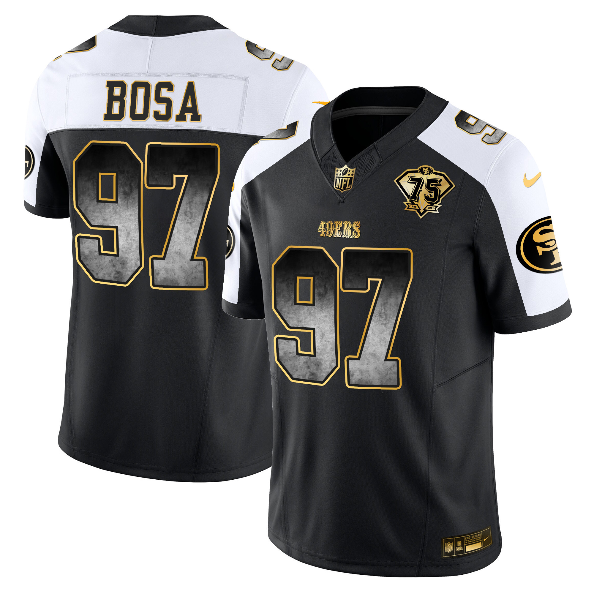 Men's Nick Bosa San Francisco 49ers Arch Smoke Vapor Alternate Jersey - All Stitched