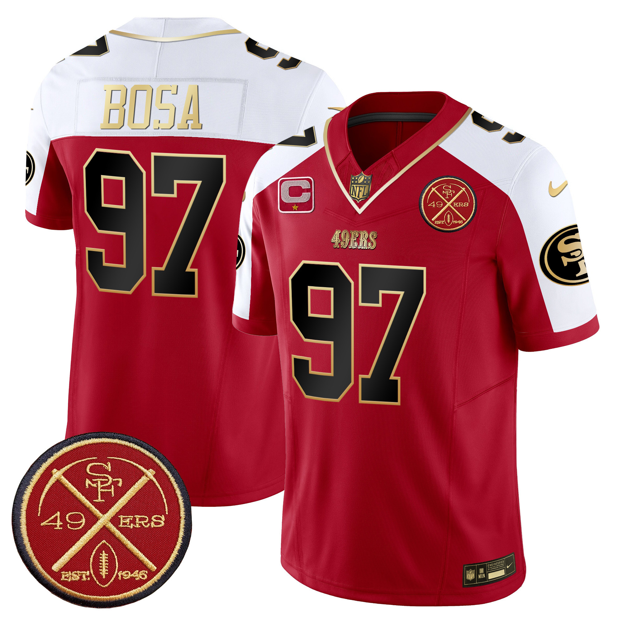 Men's Nick Bosa San Francisco 49ers Est.1946 Patch Vapor Limited Alternate Jersey - All Stitched