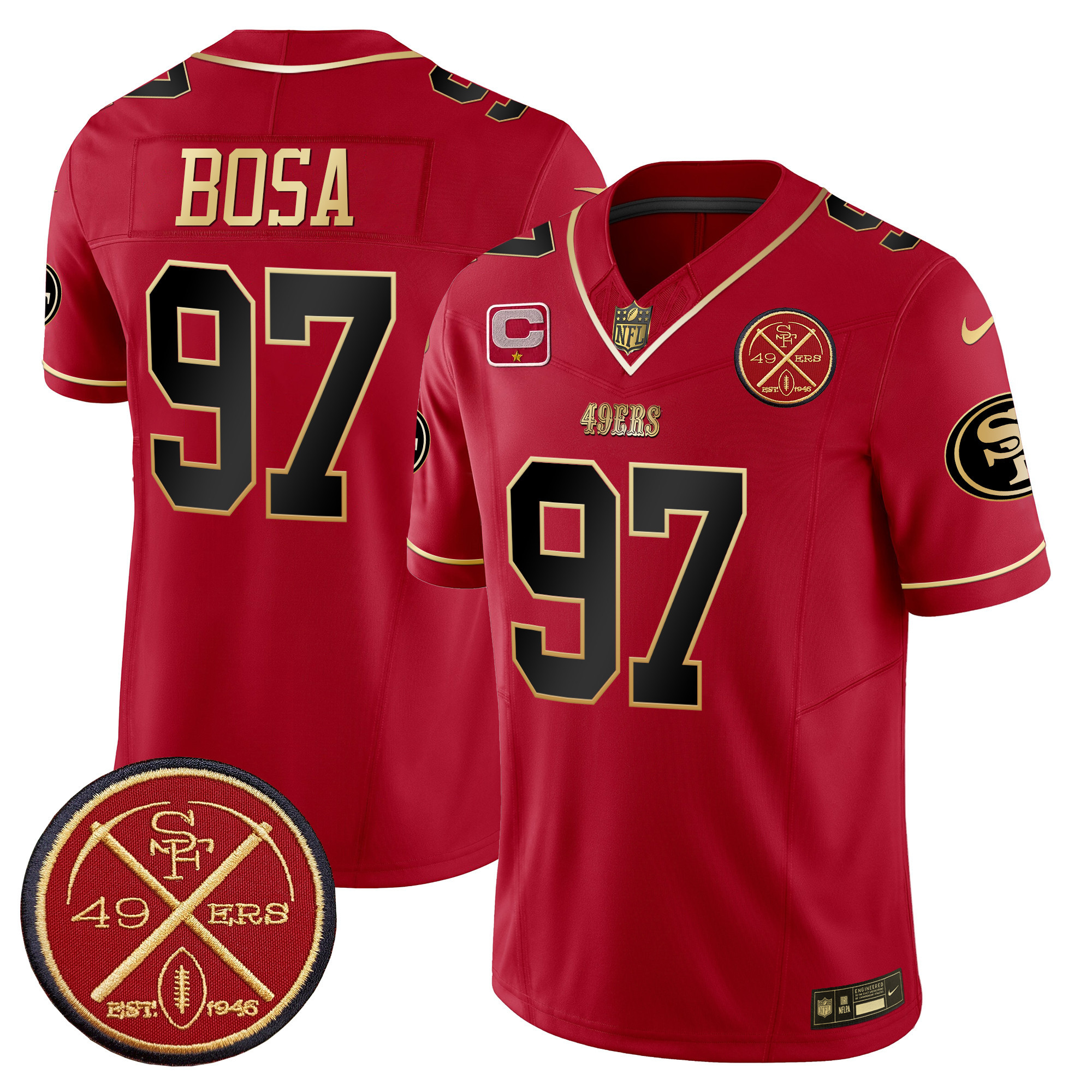 Men's Nick Bosa San Francisco 49ers Est.1946 Patch Vapor Limited Scarlet Limited Jersey - All Stitched