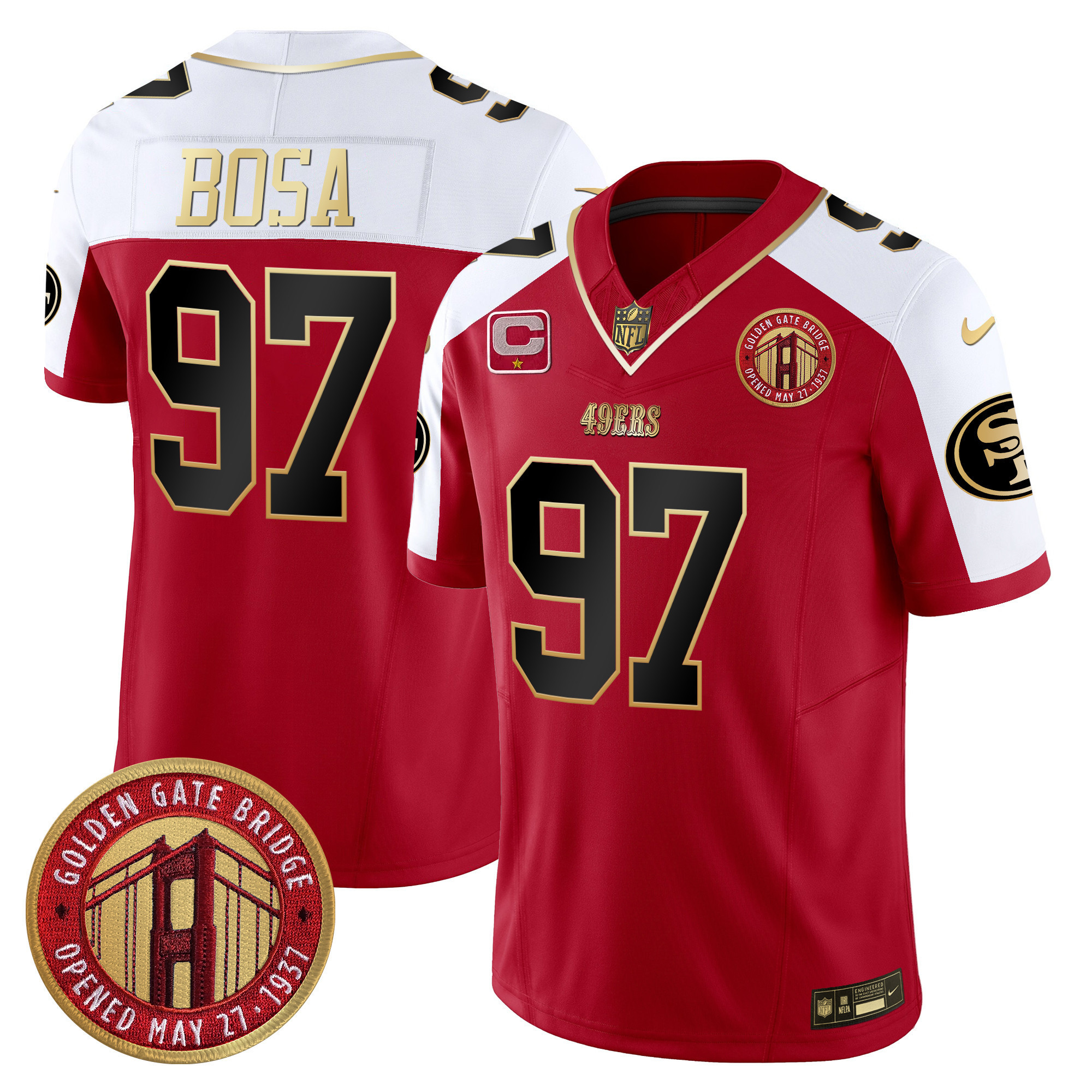 Men's Nick Bosa San Francisco 49ers Golden Gate Bridge Patch Vapor Limited Alternate Jersey - All Stitched