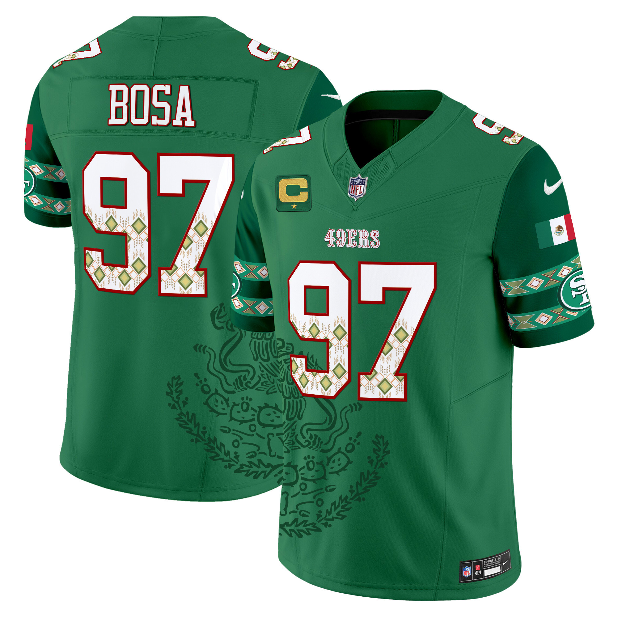 Men's Nick Bosa San Francisco 49ers Mexico Vapor Limited Green Jersey - Printed